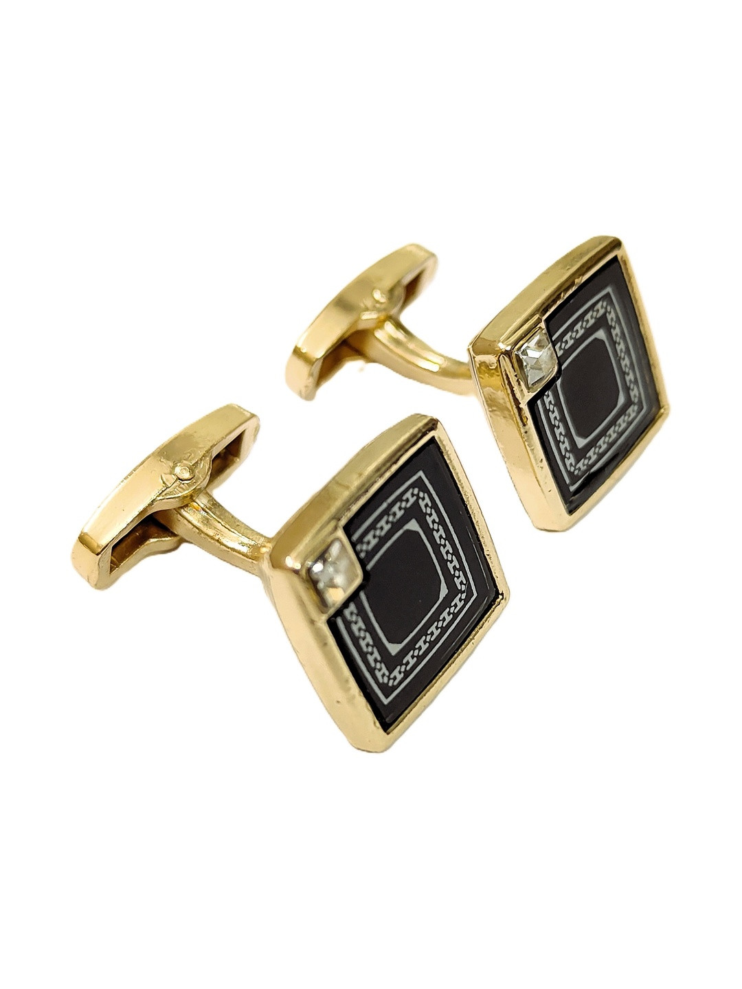 VOICI Men Printed and Stone Studded Square Cufflinks