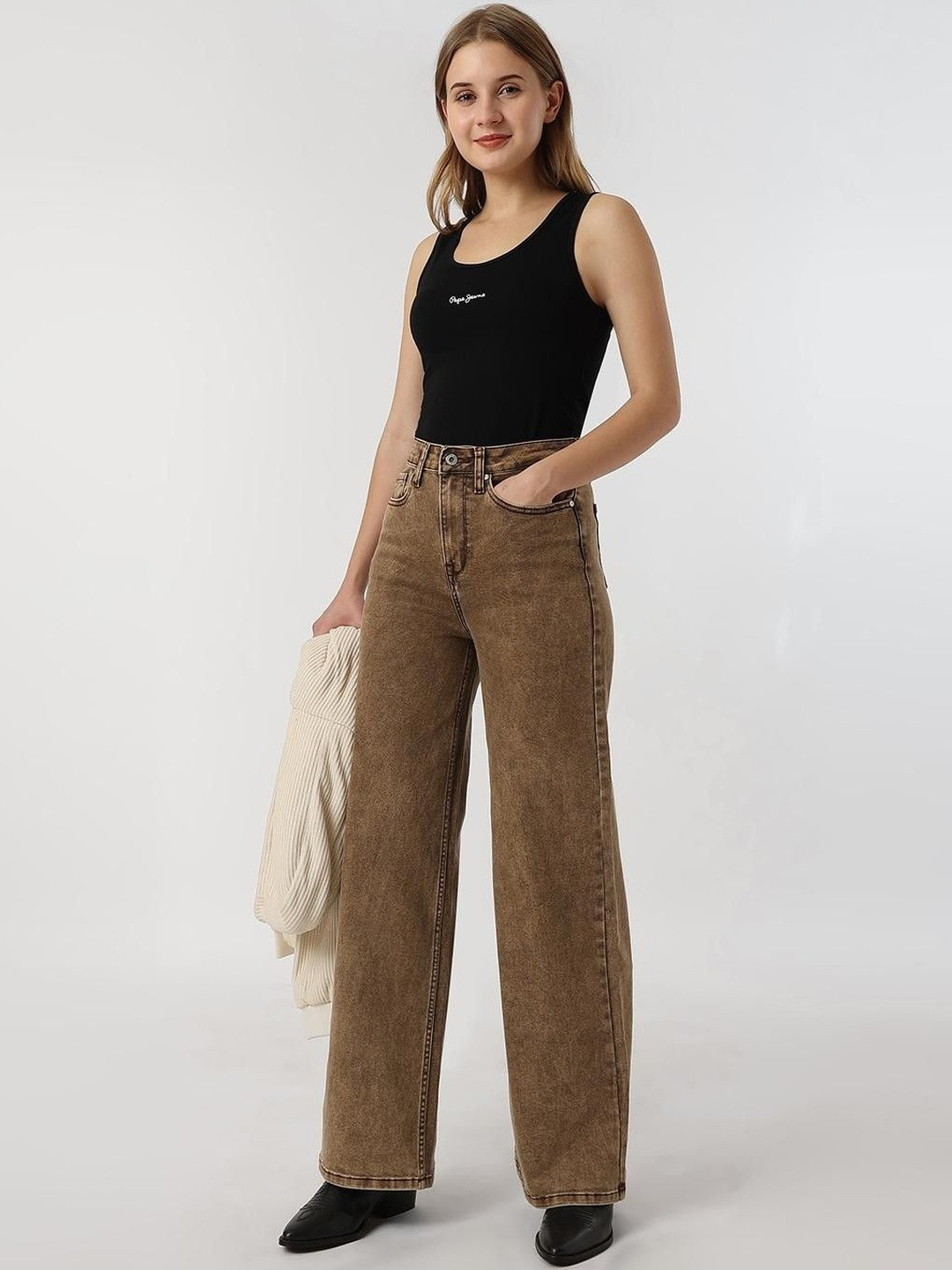 Pepe Jeans Women Hailey Barrel Fit High-Rise Light Fade Jeans