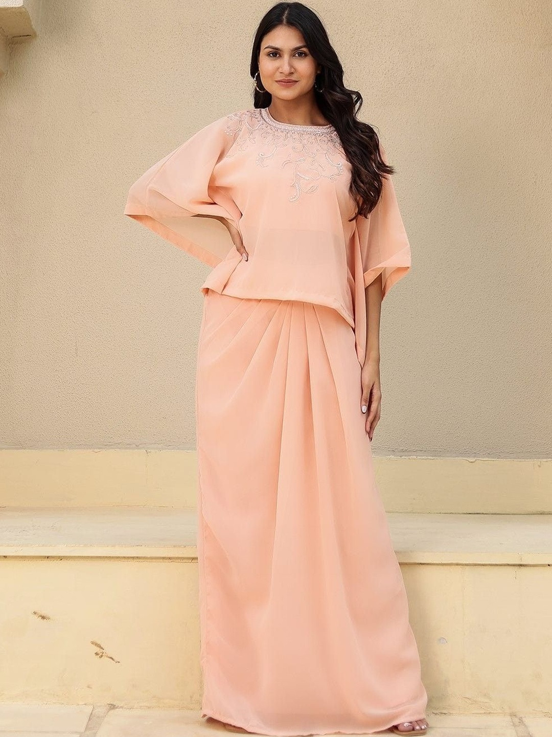 The Kaftan Company Women Embellished Top with Skirt Clothing Set