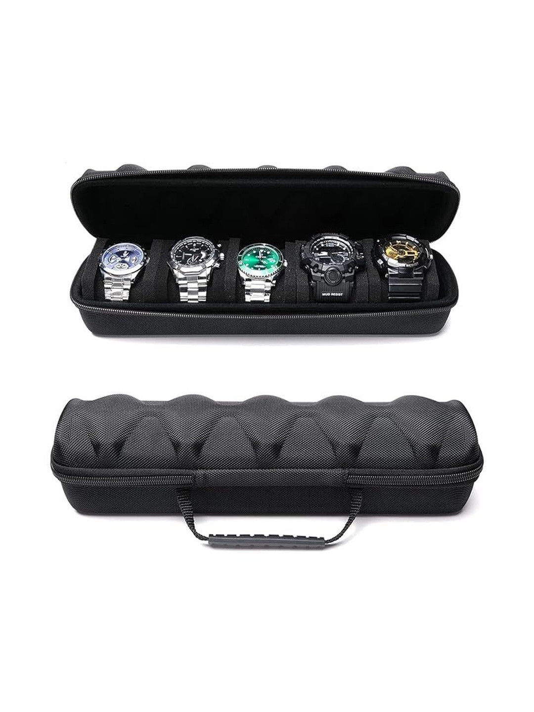 AUGEN 5 Slot Scratch-Resistant Travel Watch Case Organizer