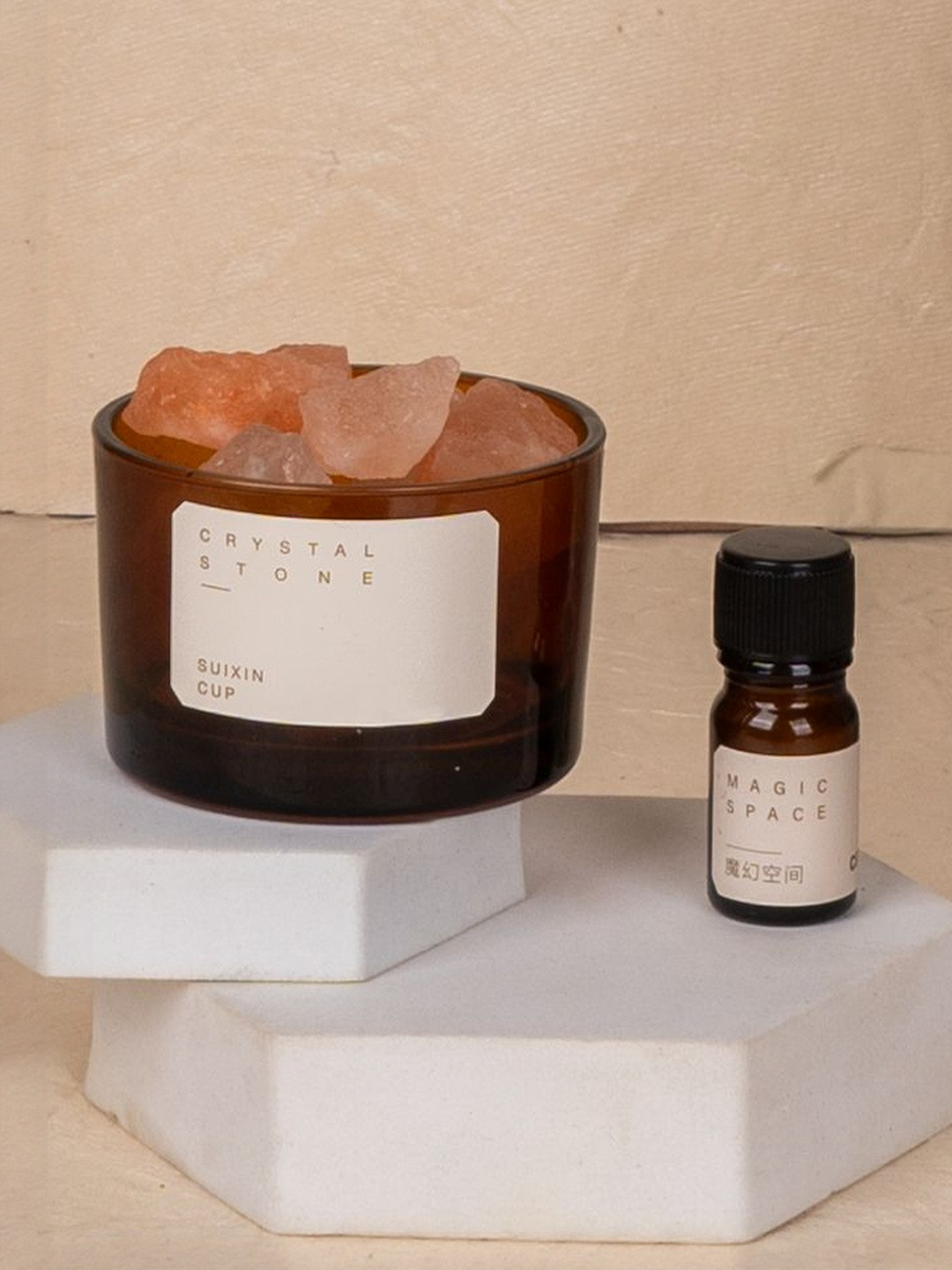 AARVI DECOR STUDIO Brown 2 Pieces Serenity Crystal Stone Aroma Gift Set