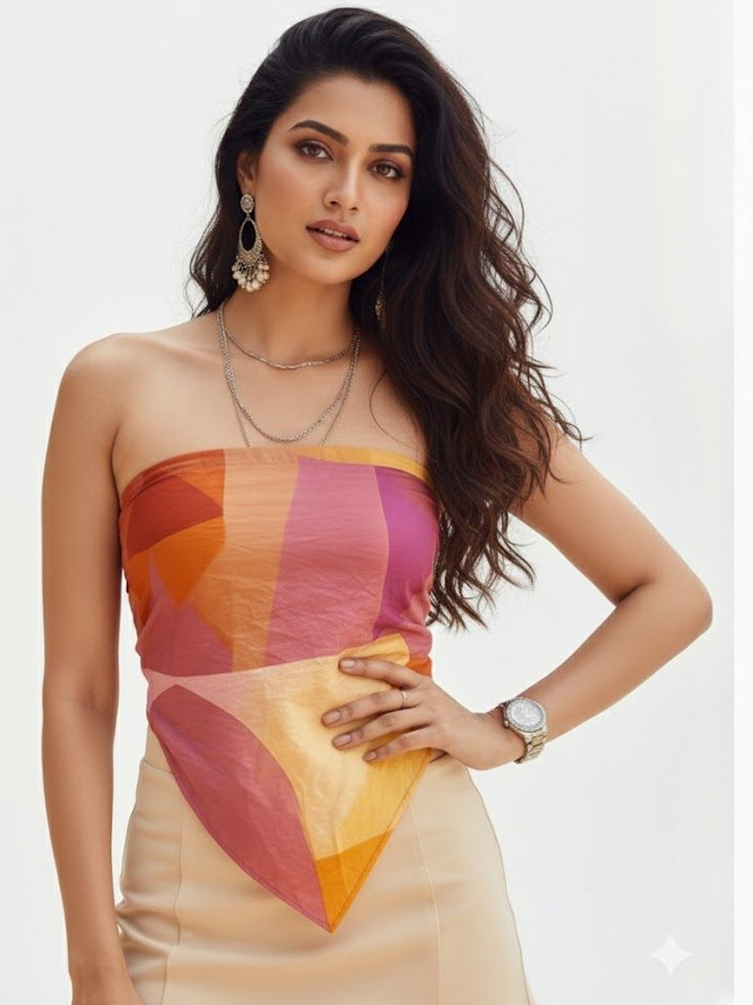 R.Code by The Roadster Life Co. Women Colourblocked Strapless Sleeveless Tube Crop Top