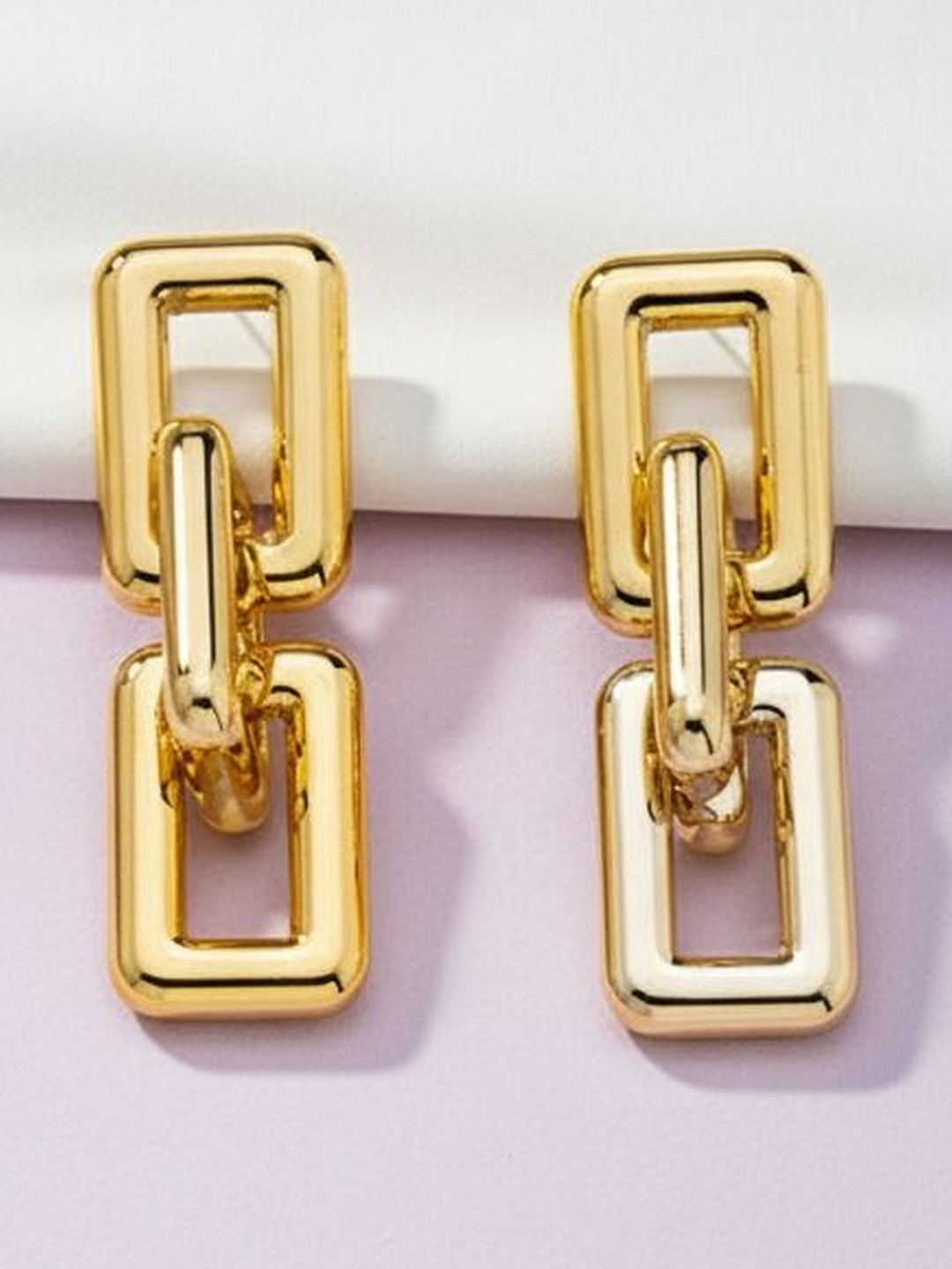 DressBerry Gold Plated Korean Geometric Shaped Wild Temperament Drop Earrings