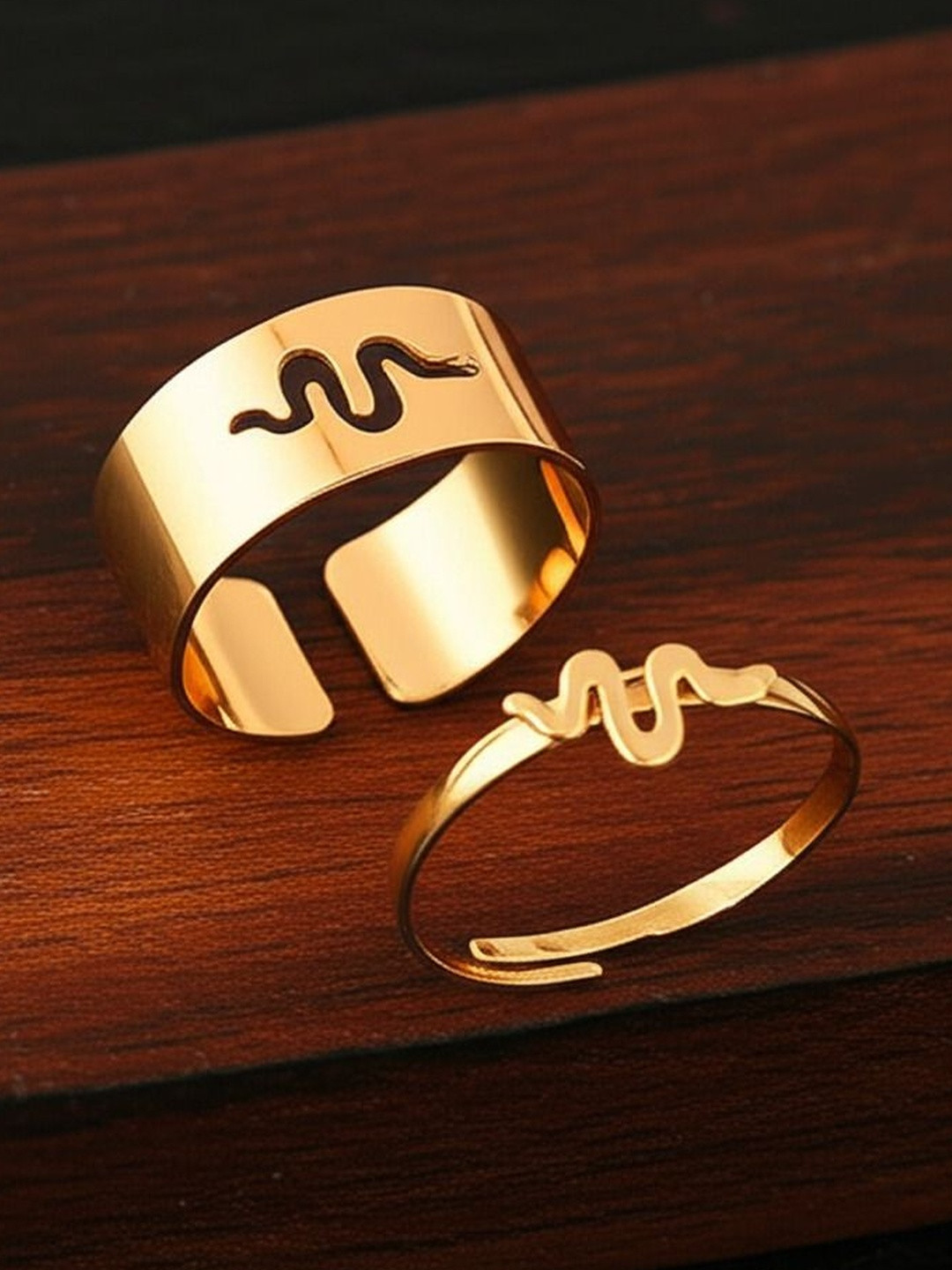 DressBerry Set Of 2 Gold Plated Adjustable Couple Finger Rings
