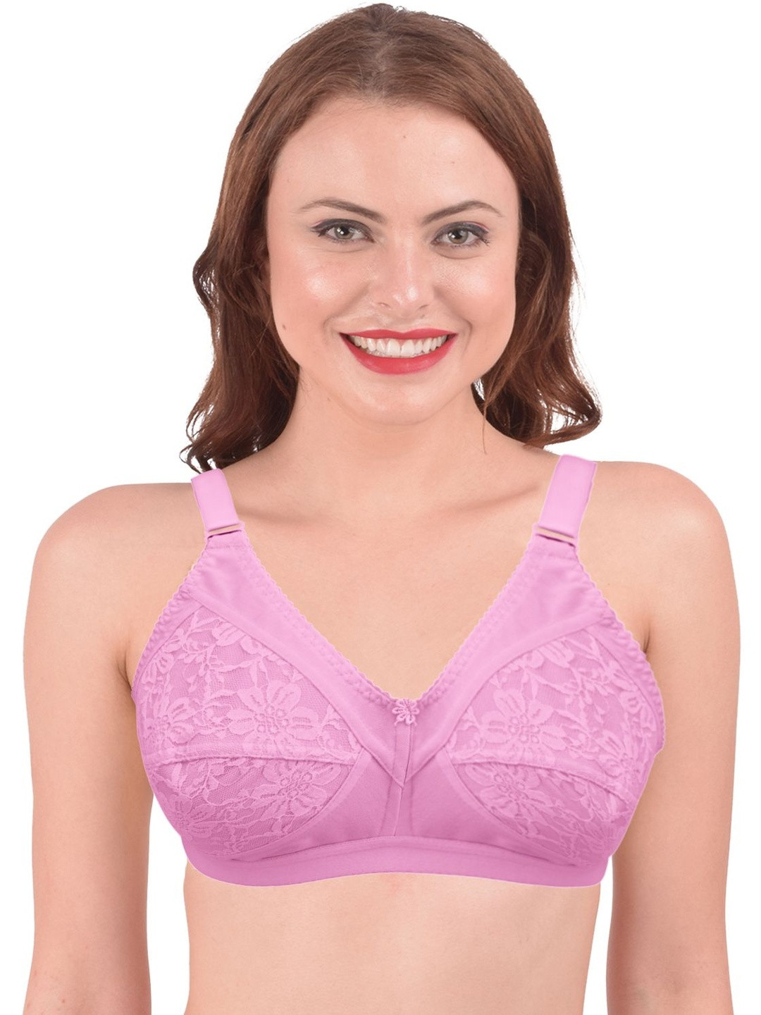 Ninteen-69 Women Full Coverage Non Padded Non-Wired Cotton Regular Lace Bra