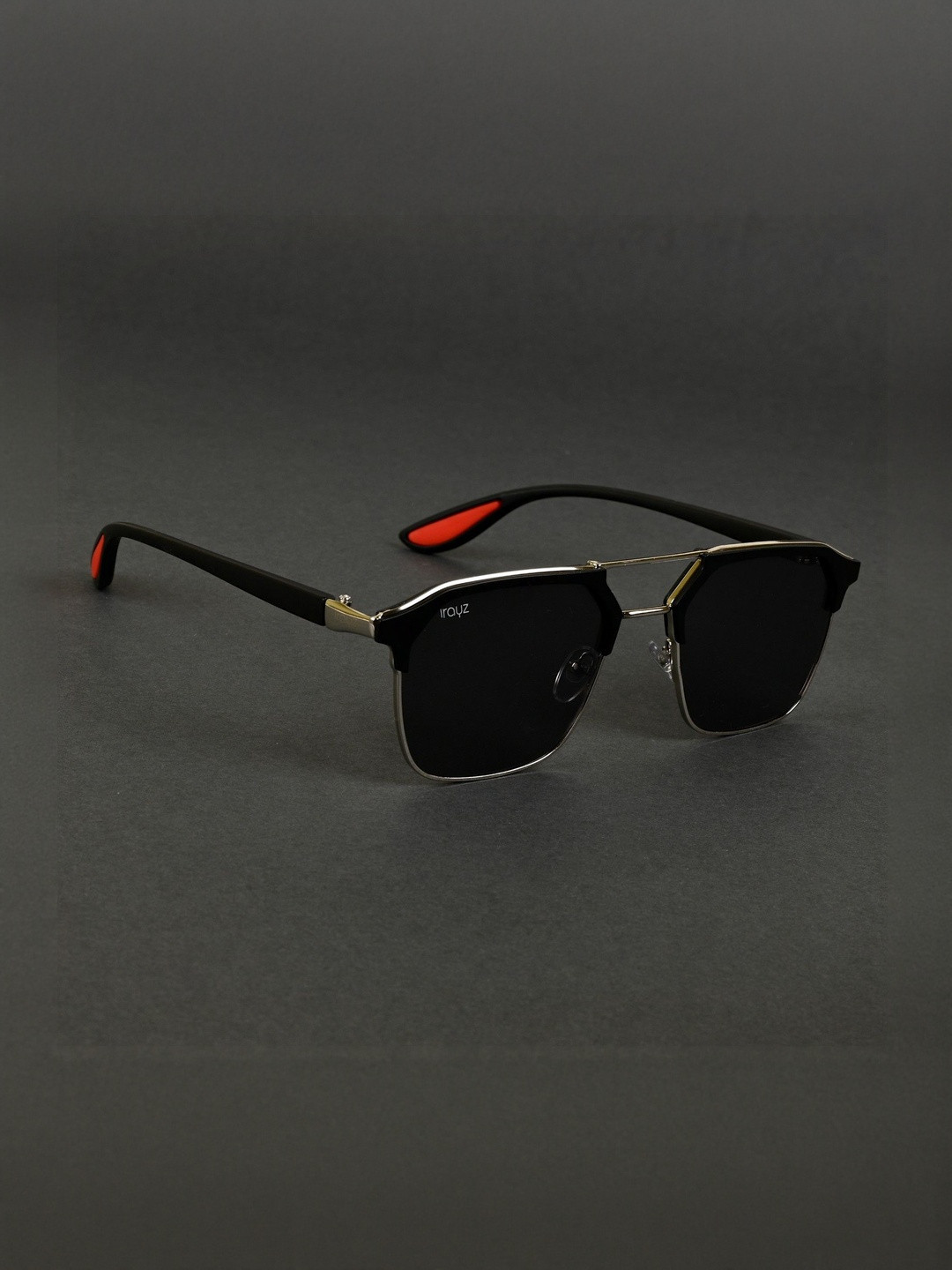 Irayz Unisex Square Sunglasses with UV Protected Lens 2852-Silver Black