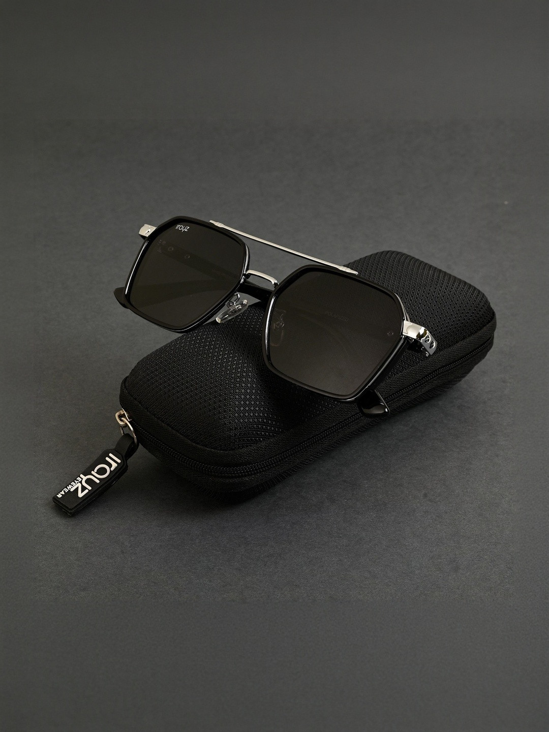 Irayz  Men Full Rim Polarized Square Sunglasses NK0041-Silver