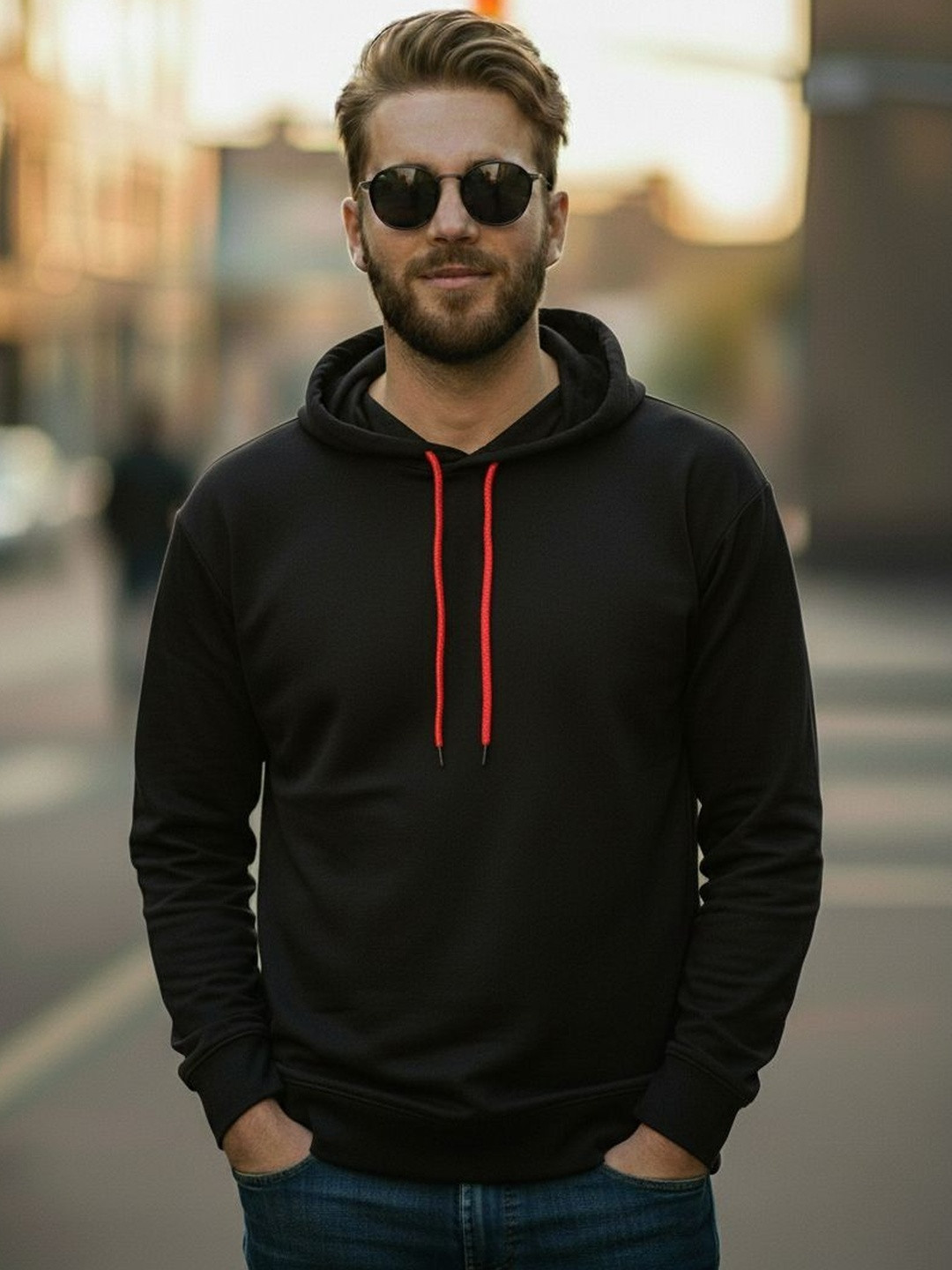 MACK JONNEY Long Sleeves Soft Breathable Hooded Cotton Pullover Sweatshirt