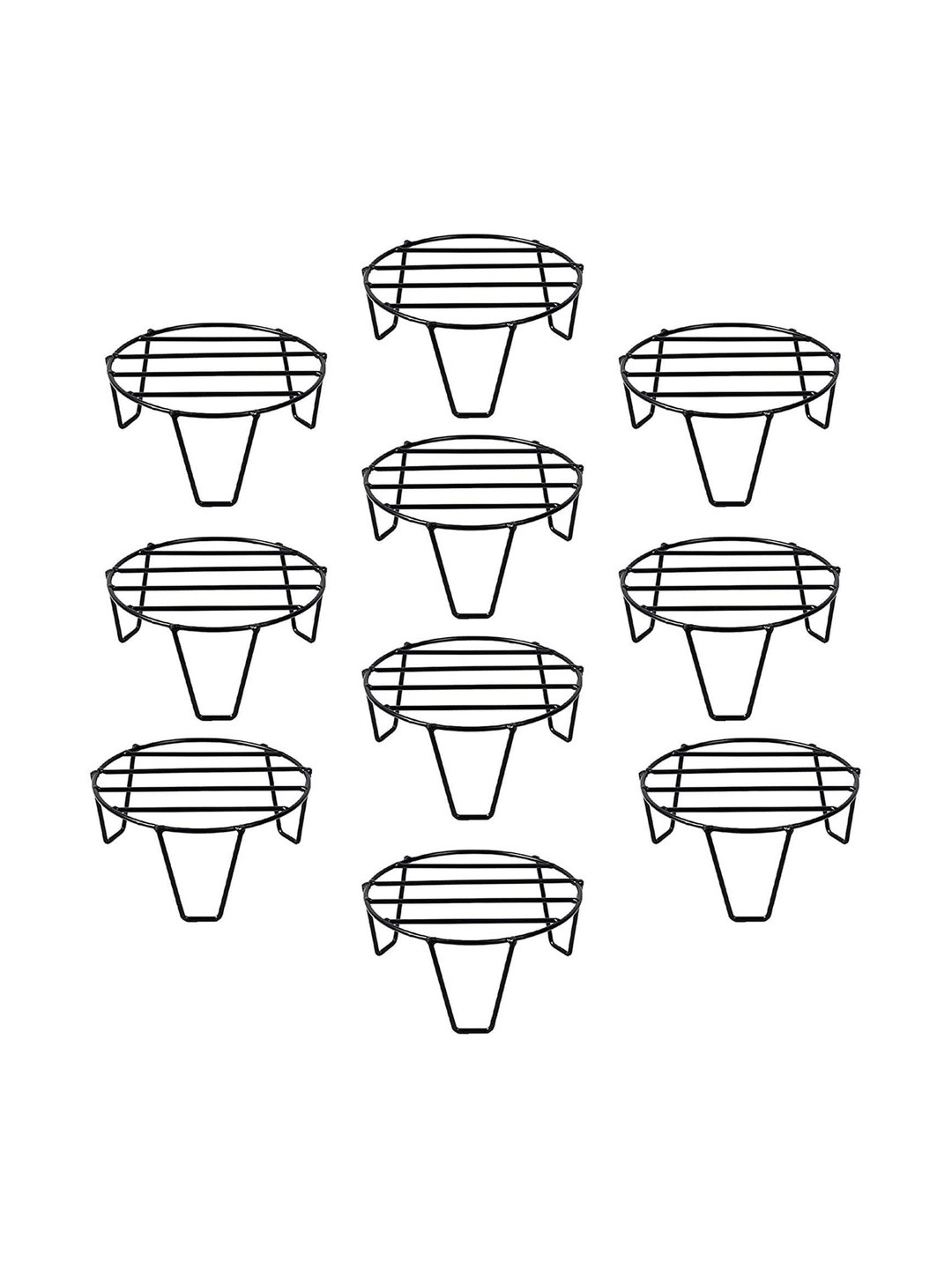 AYMH Black 10 Pieces Metal Anti-Rust Planters Stands