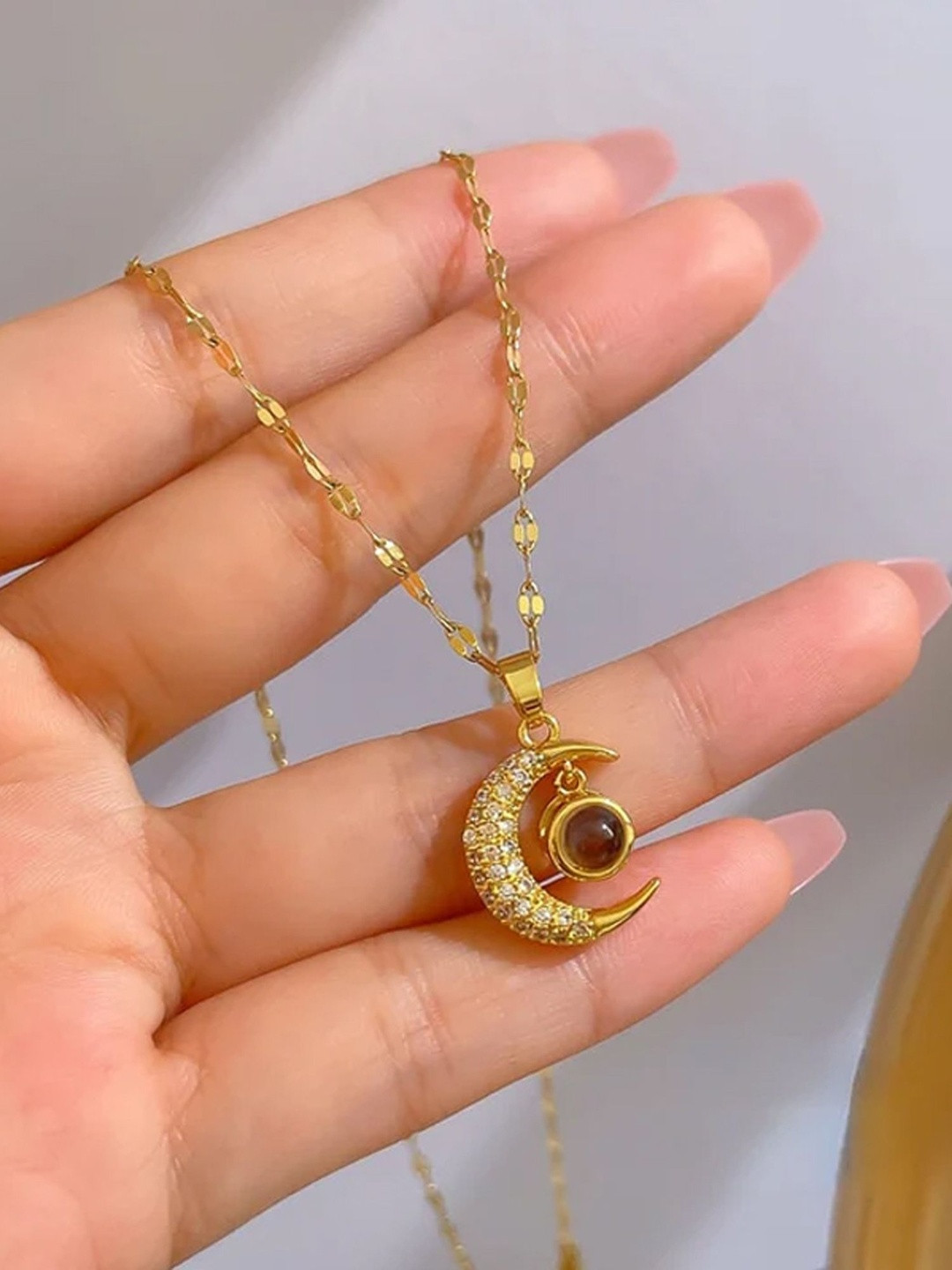 TheVineGirl Cubic Zirconia Studded Link Chains Minimal Necklace