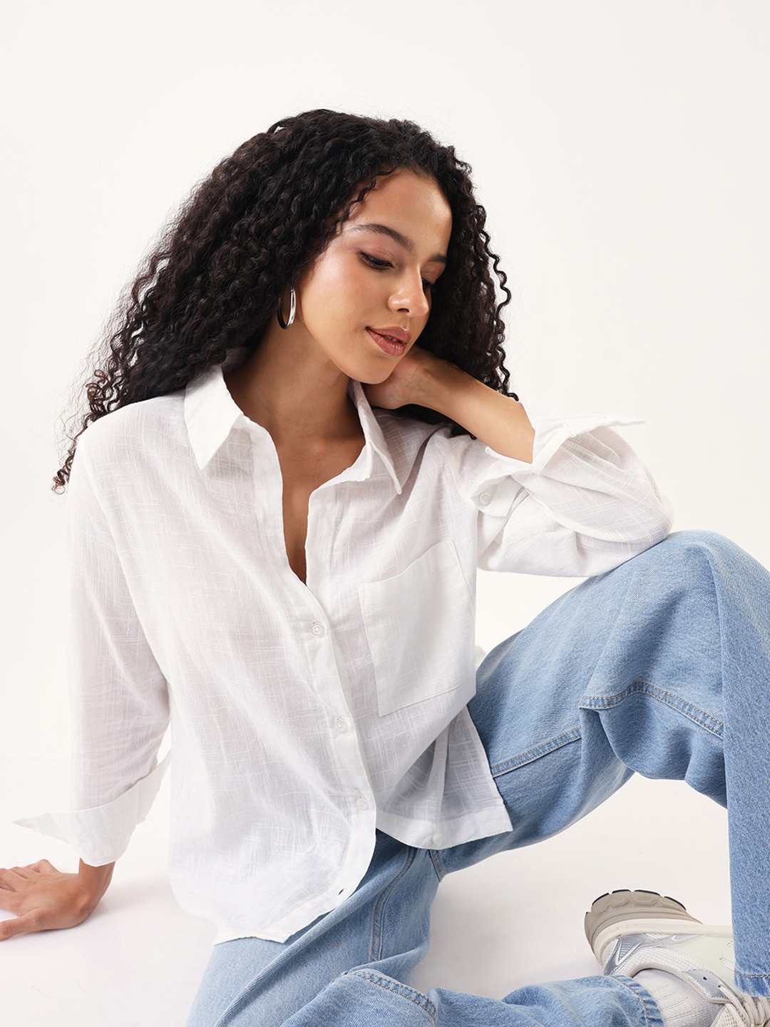 High Star Long Sleeves Solid Oversized Casual Shirt