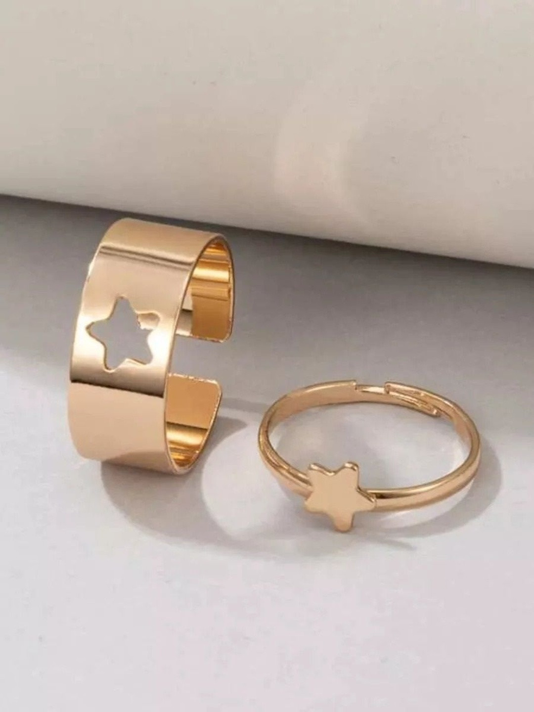 TheVineGirl Unisex Set Of 2 Gold-Plated Star Matching Wrap Couple Finger Rings