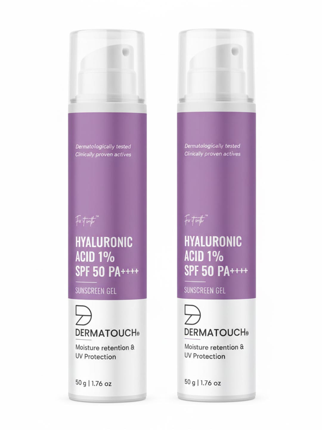 Dermatouch PACK OF 2 Hyaluronic Acid 1% Sunscreen Gel SPF 50 - 50 g