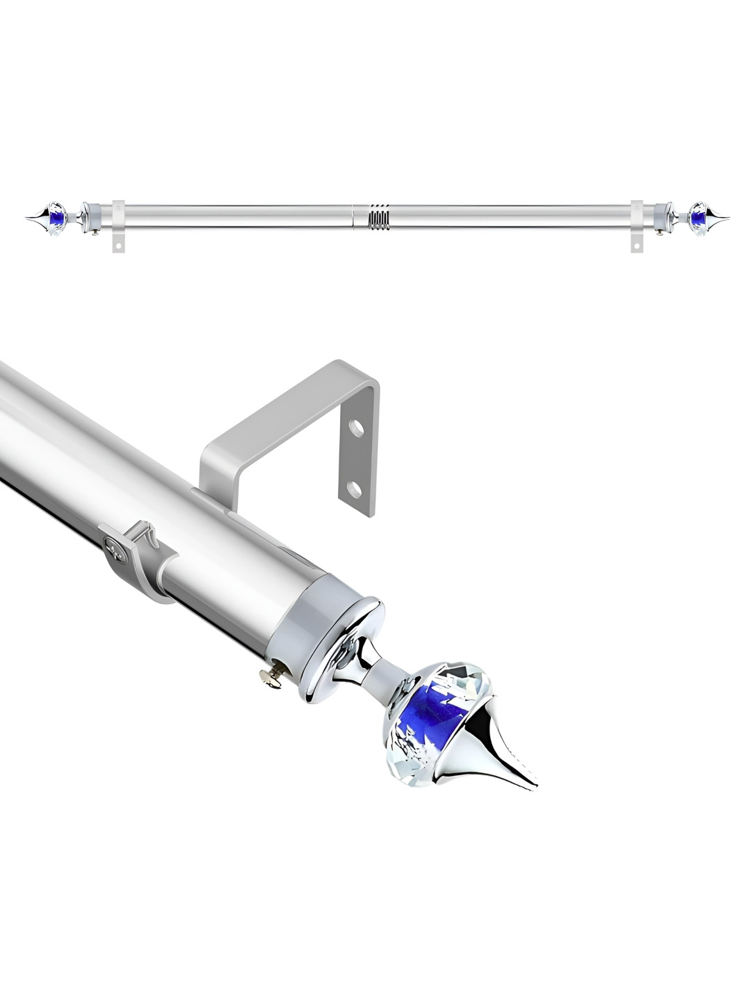GLOXY Blue Chrome Finish Extendable Curtain Rods & Brackets