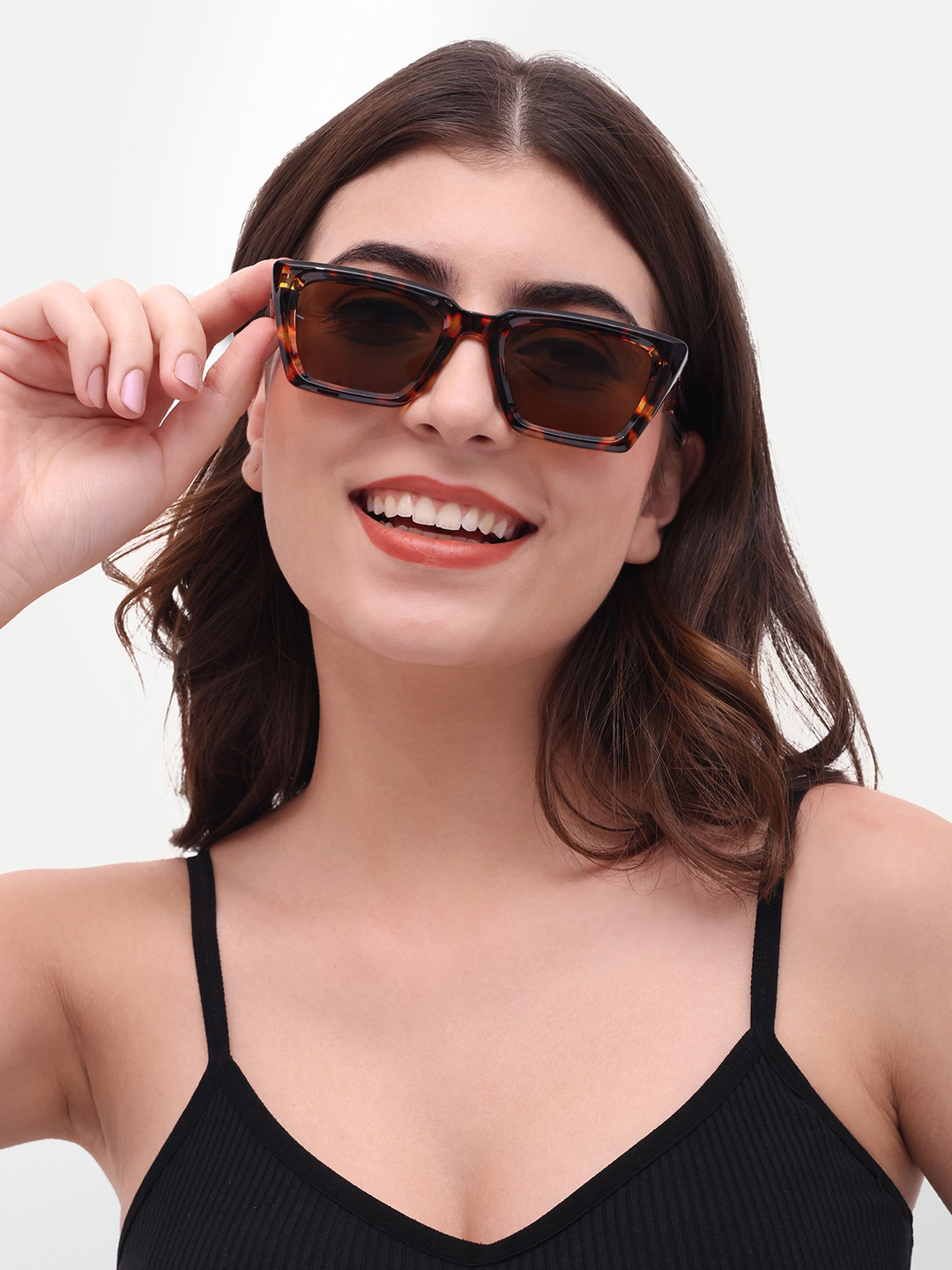 HAMILTANO WINSTON Women Leopard Brown Wayfarer Rectangular Sunglasses SKU234