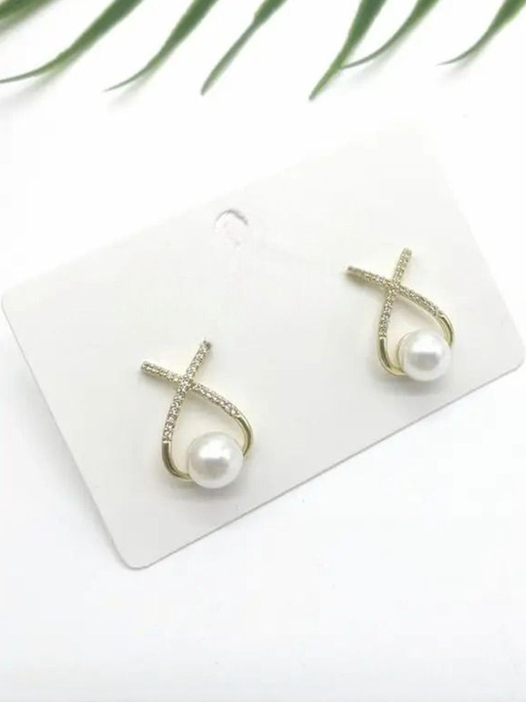DressBerry Korean Studded Cross Studs Earrings