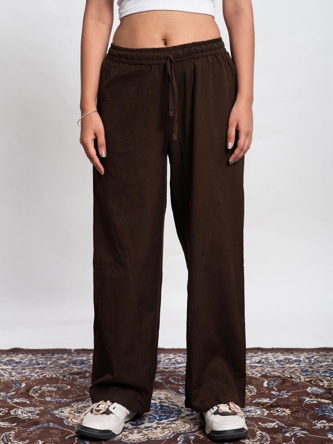 JAIPUR GLOBAL Mid Rise Cotton Relaxed Trousers