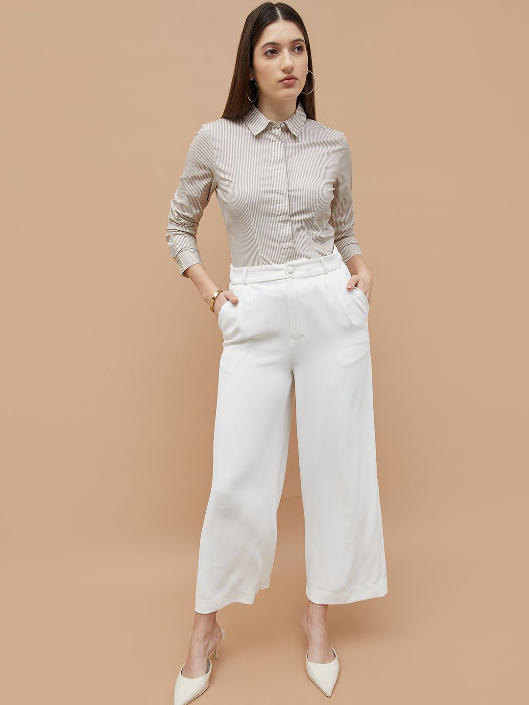 CODE by Lifestyle Vertical Striped Spread Collar Cotton Formal Shirt