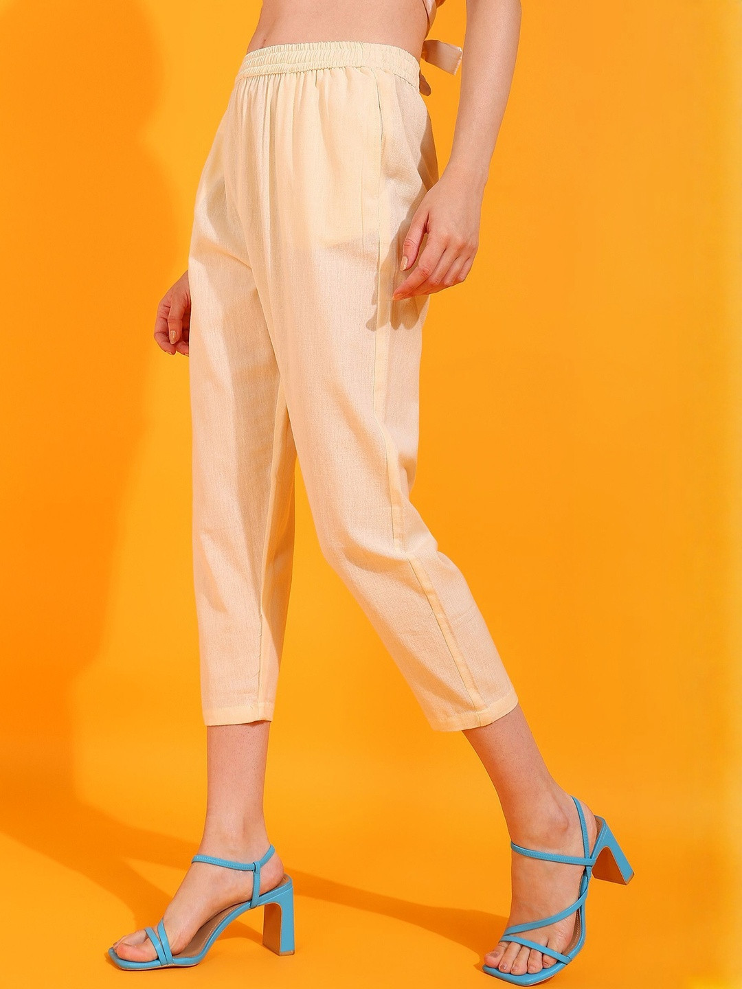 JAIPUR GLOBAL Women Comfort Mid-Rise Slip-On Flat-Front Plain Trouser