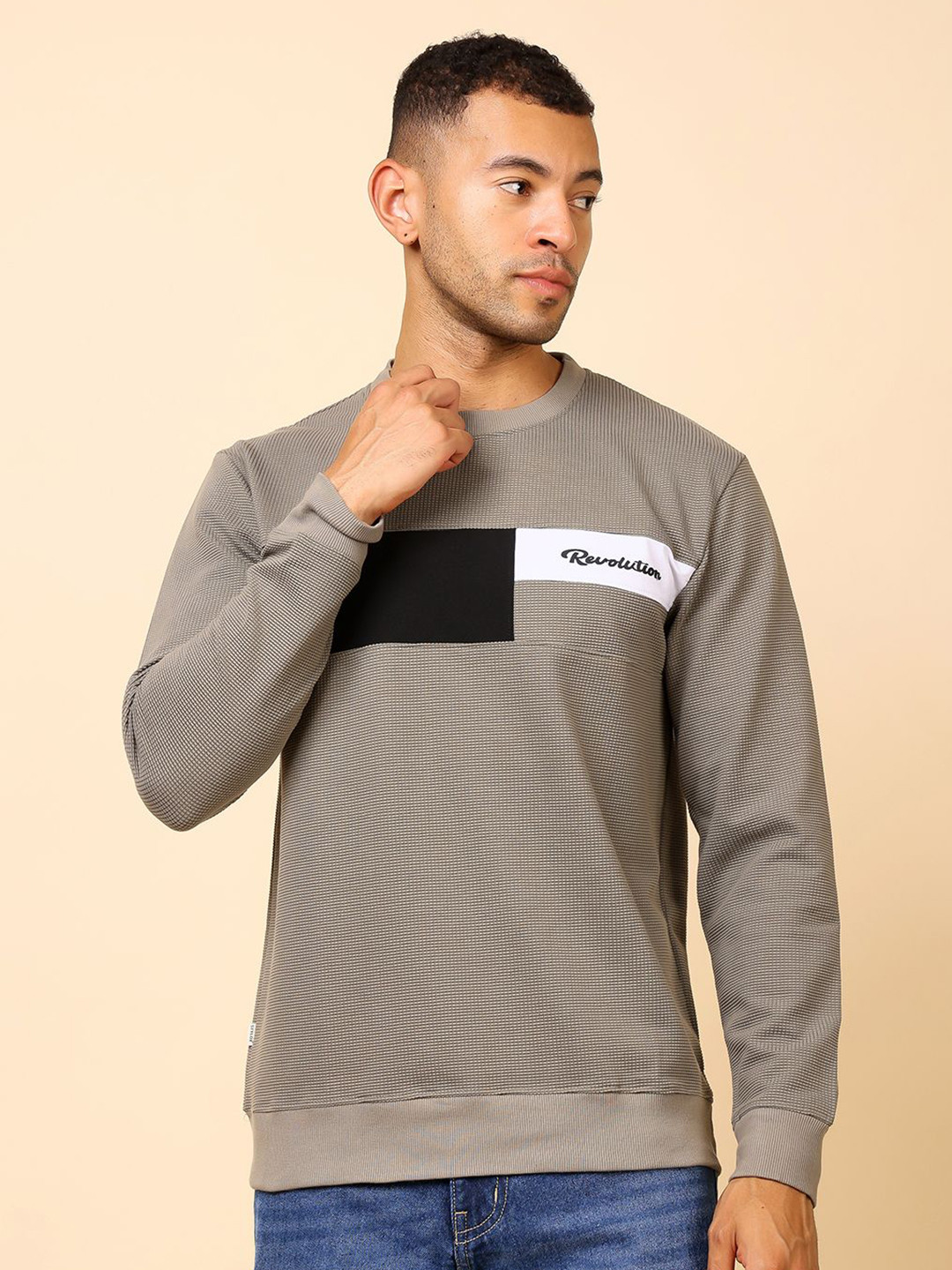 Stylox Colorblocked Long Sleeves Cotton Pullover Sweatshirt