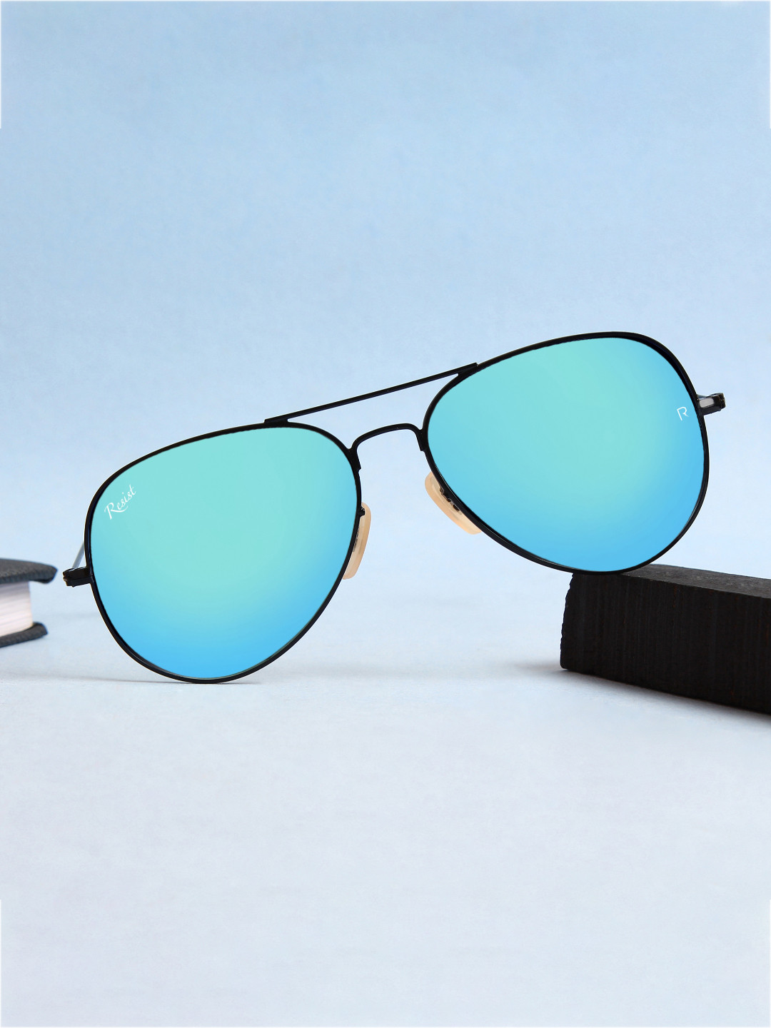 RESIST EYEWEAR  Aviator Sunglasses with UV Protected Lens AIRCRAFTS BF AQUA REVO1-Aqua