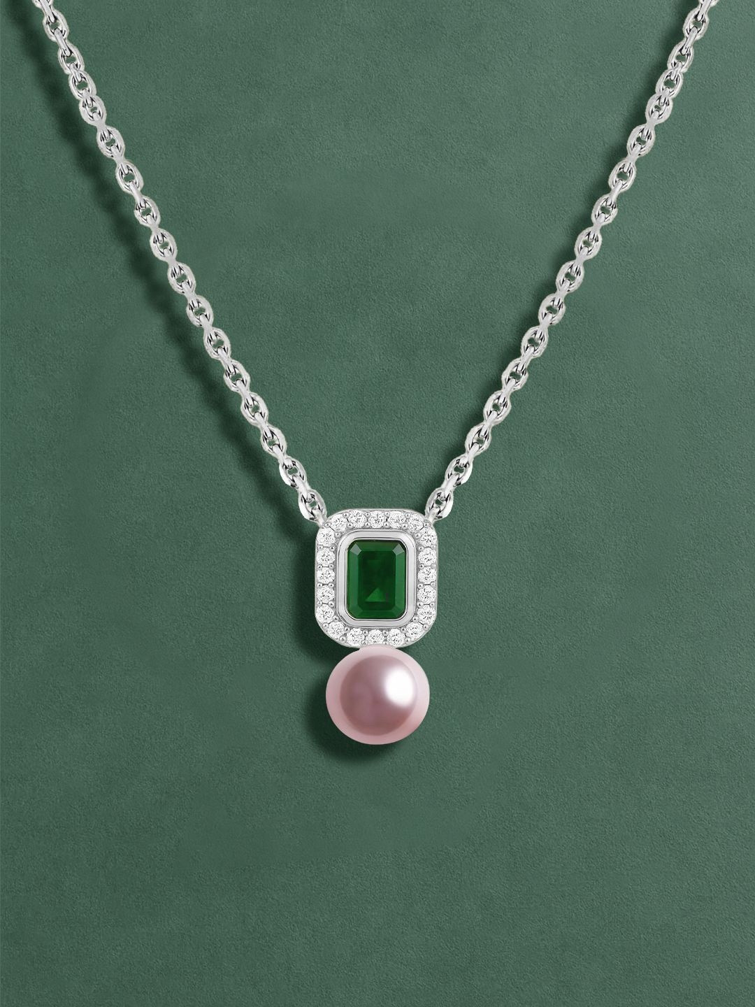 MINUTIAE Silver-Plated Pearls Beaded Pendants With Chains