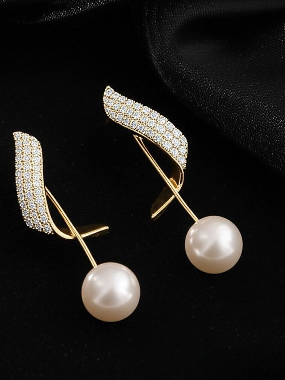 DressBerry Contemporary orean Studded Wing Tassel Drop Earrings