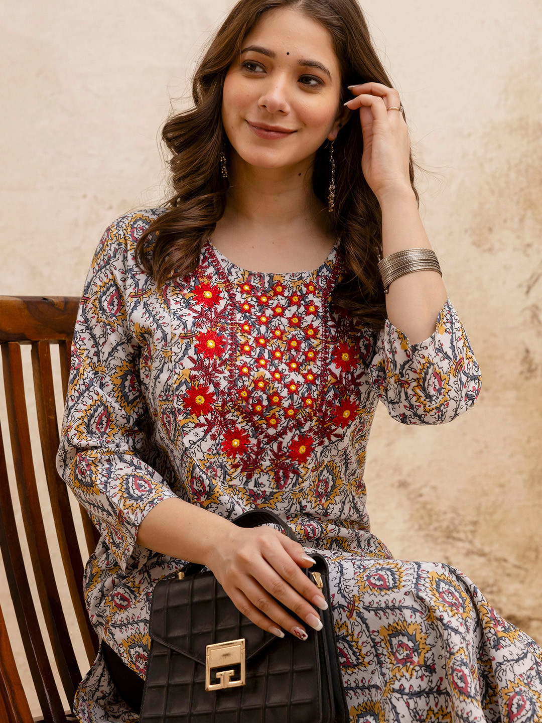 Pjyot by surhi Women Floral Printed Screen Print Daily Straight Kurta