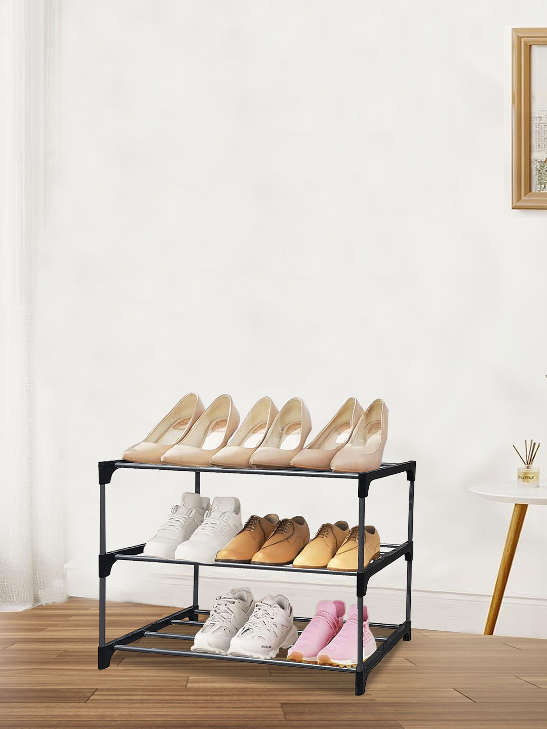 Rmerchants Black & Grey 3 Layer Shoe Rack