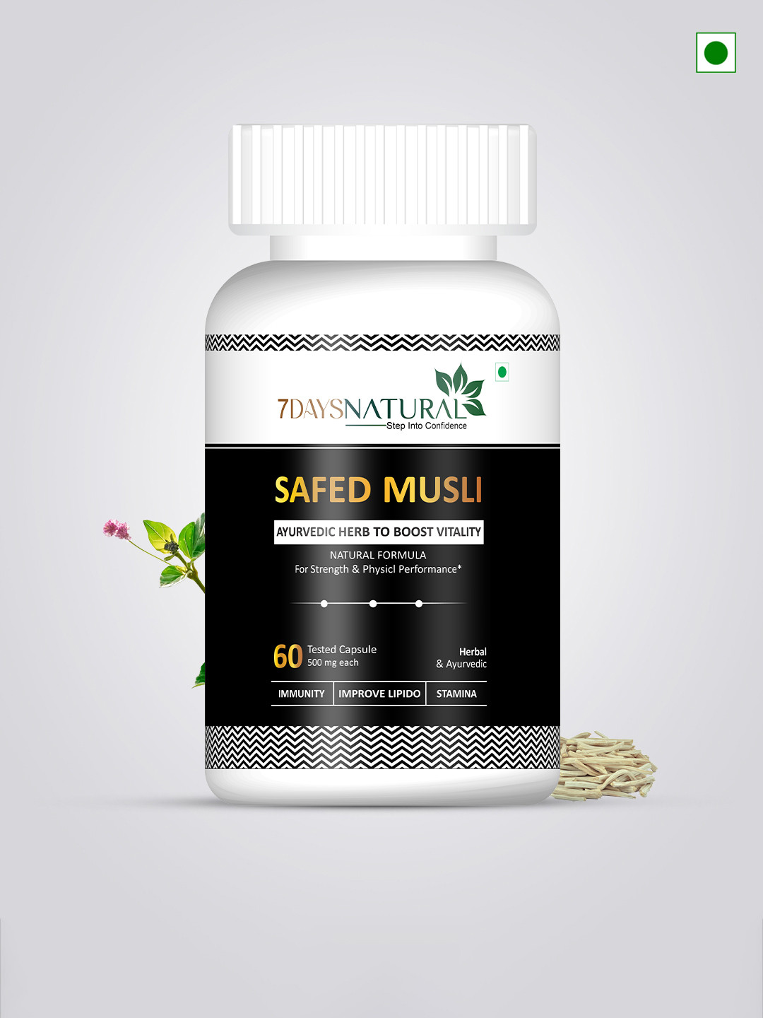 7DAYSNATURAL Natural Safed Musli Capsule 500mg - 60 Capsules