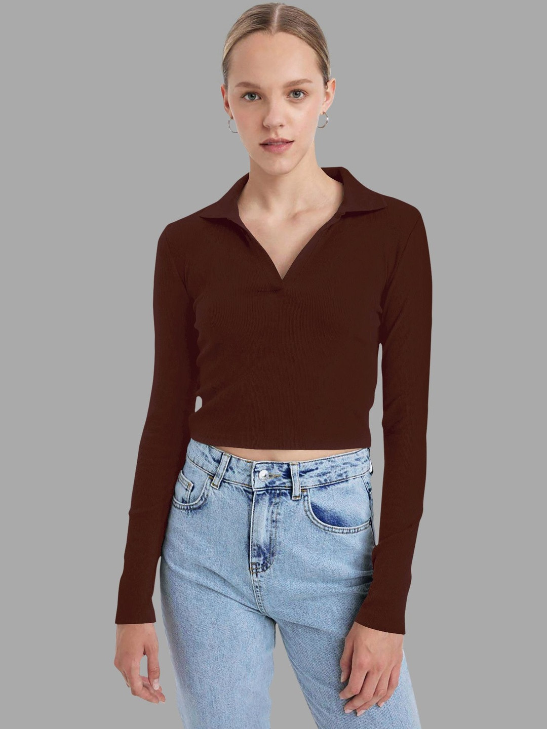 Maheshvi Women Solid Ribed Crop Top