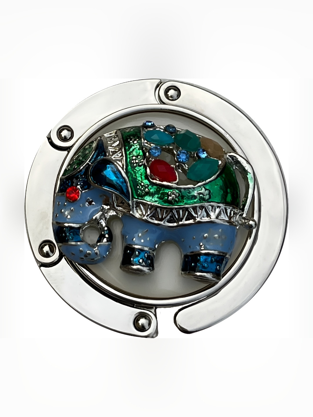 FURE Blue & Green Embellished Elephant Table Bag Hanger