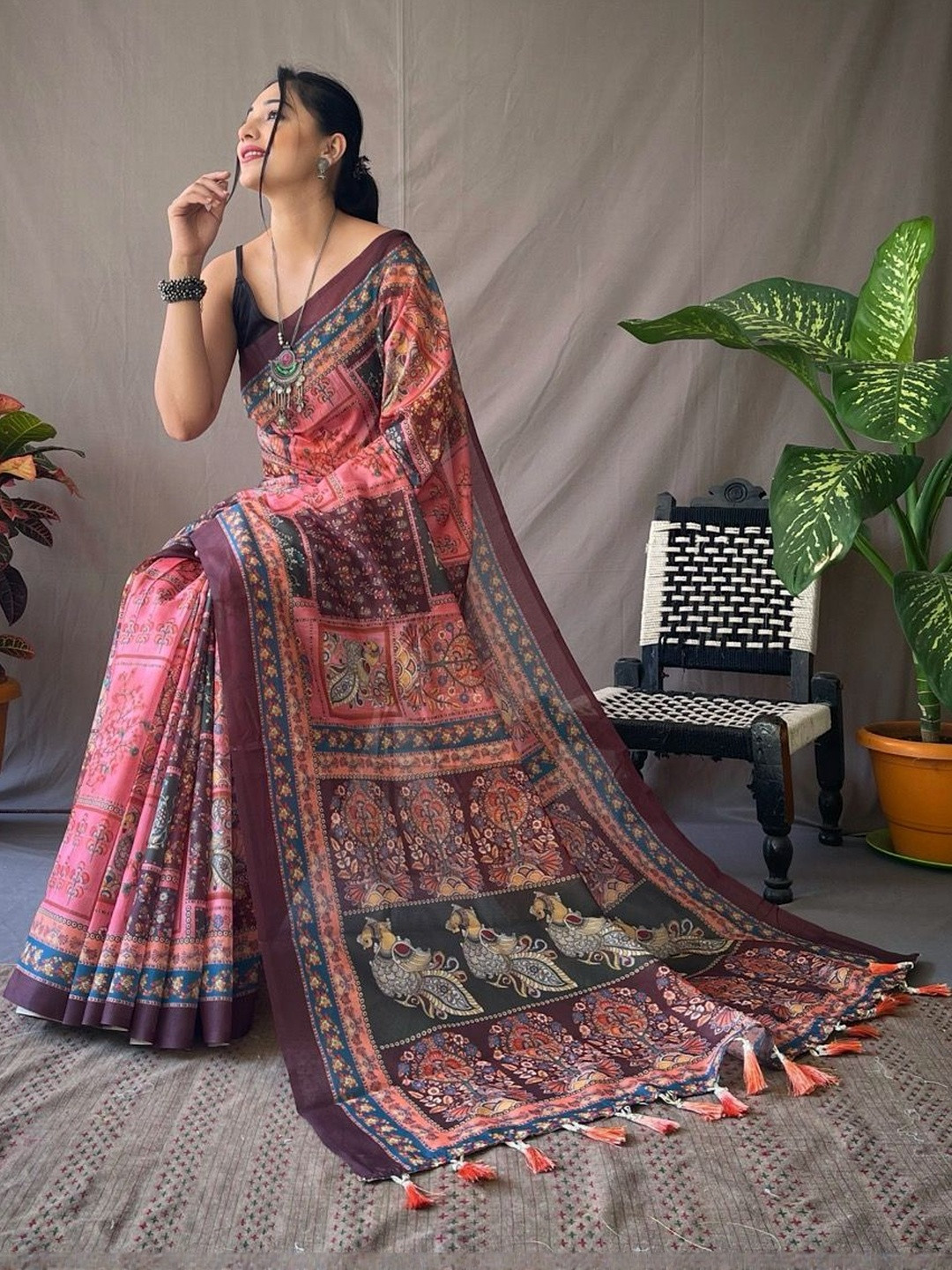 Tasarika Women Printed Ethnic Motifs Chanderi Cotton Saree