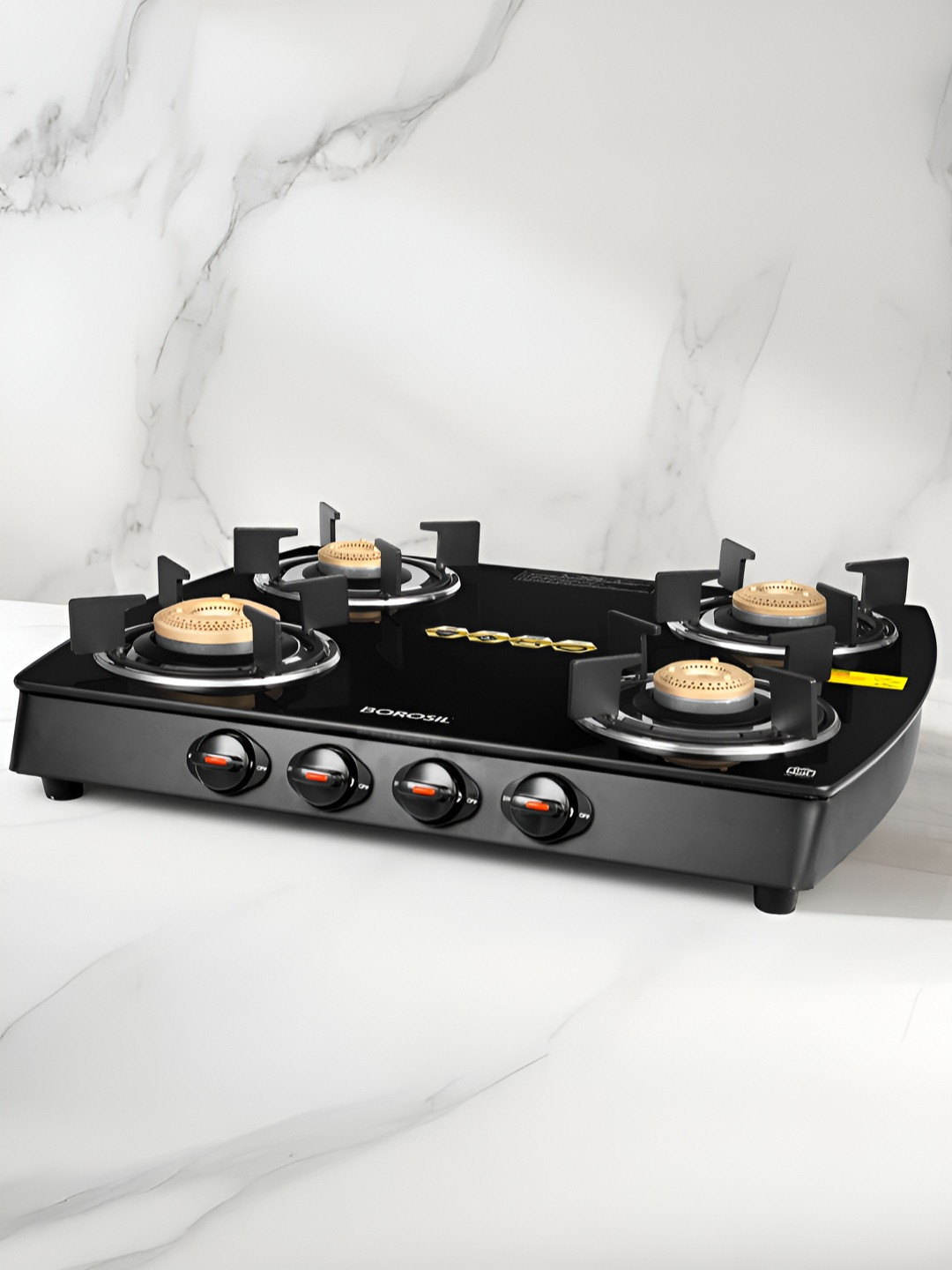 BOROSIL Black 4 Burners Manual Gas Stove