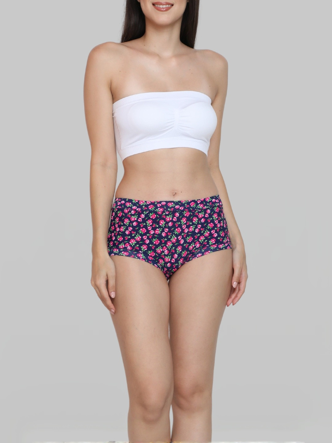 Glamoras Floral Printed Mid-Rise Hipster Briefs -GL-FLORALPANTY-1652-BLUE-M