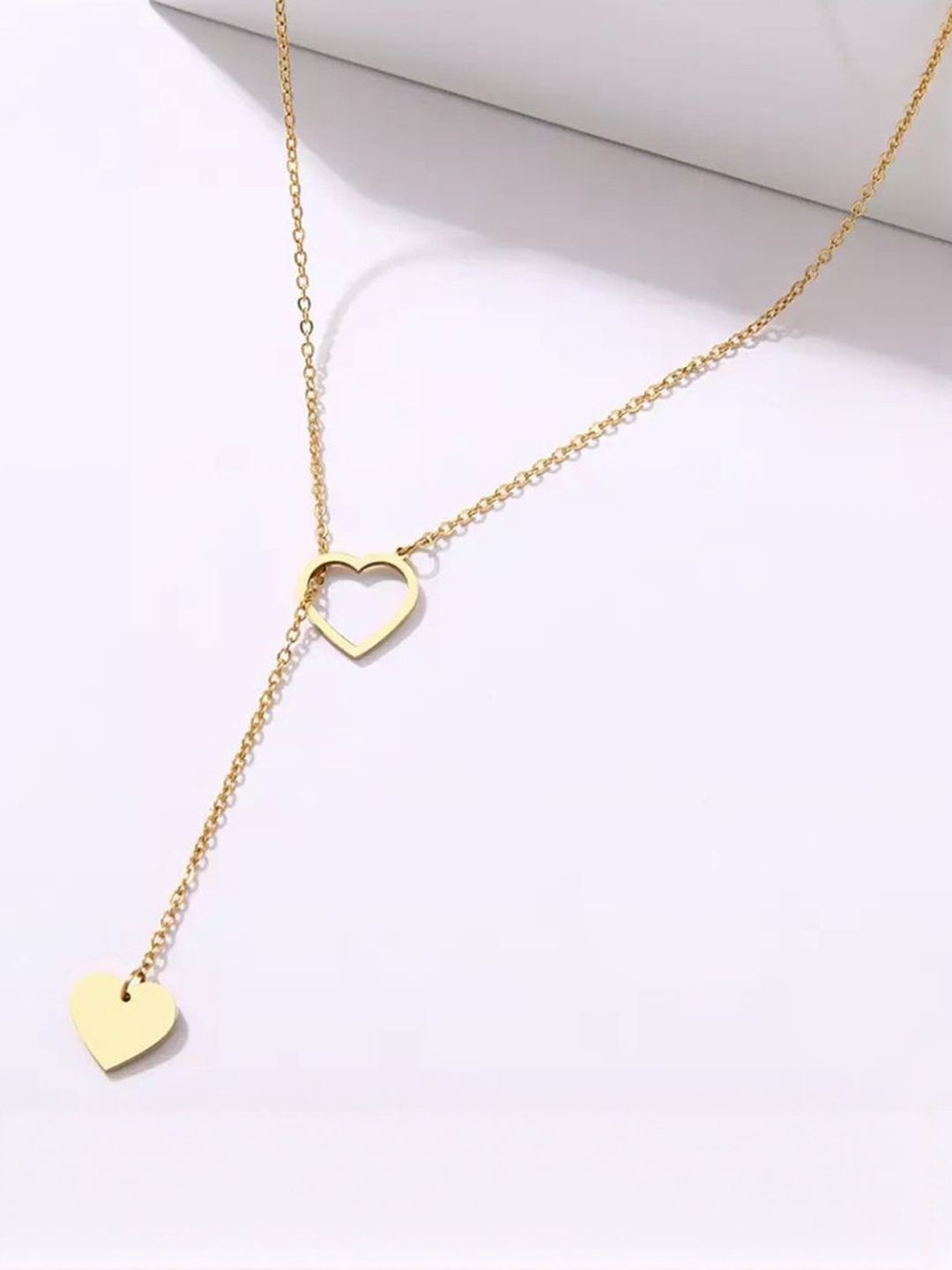 DressBerry Women Gold-Plated Layered Heart In Heart Necklace