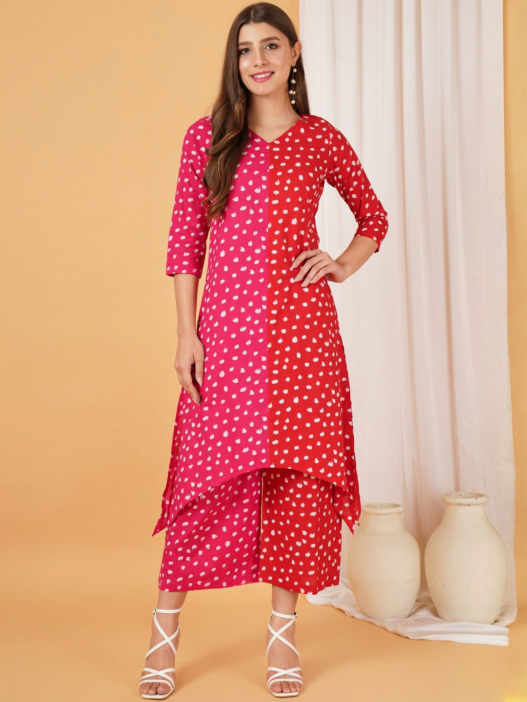 COTLAND FASHION Women Colourblocked ColoColourblocked Cotton A-Line Kurta with Palazzos