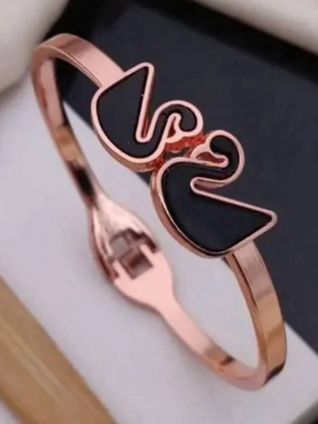 OM KRISHIV COLLECTION Rose Gold-Plated Agate Studded Kada Bracelet