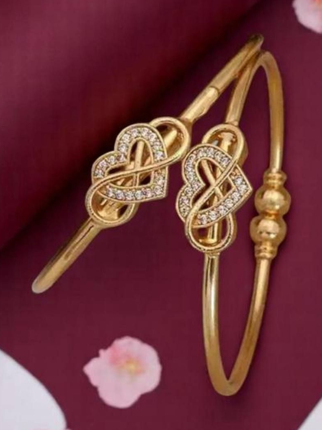 OM KRISHIV COLLECTION Gold-Plated Agate Studded Kada Bracelet