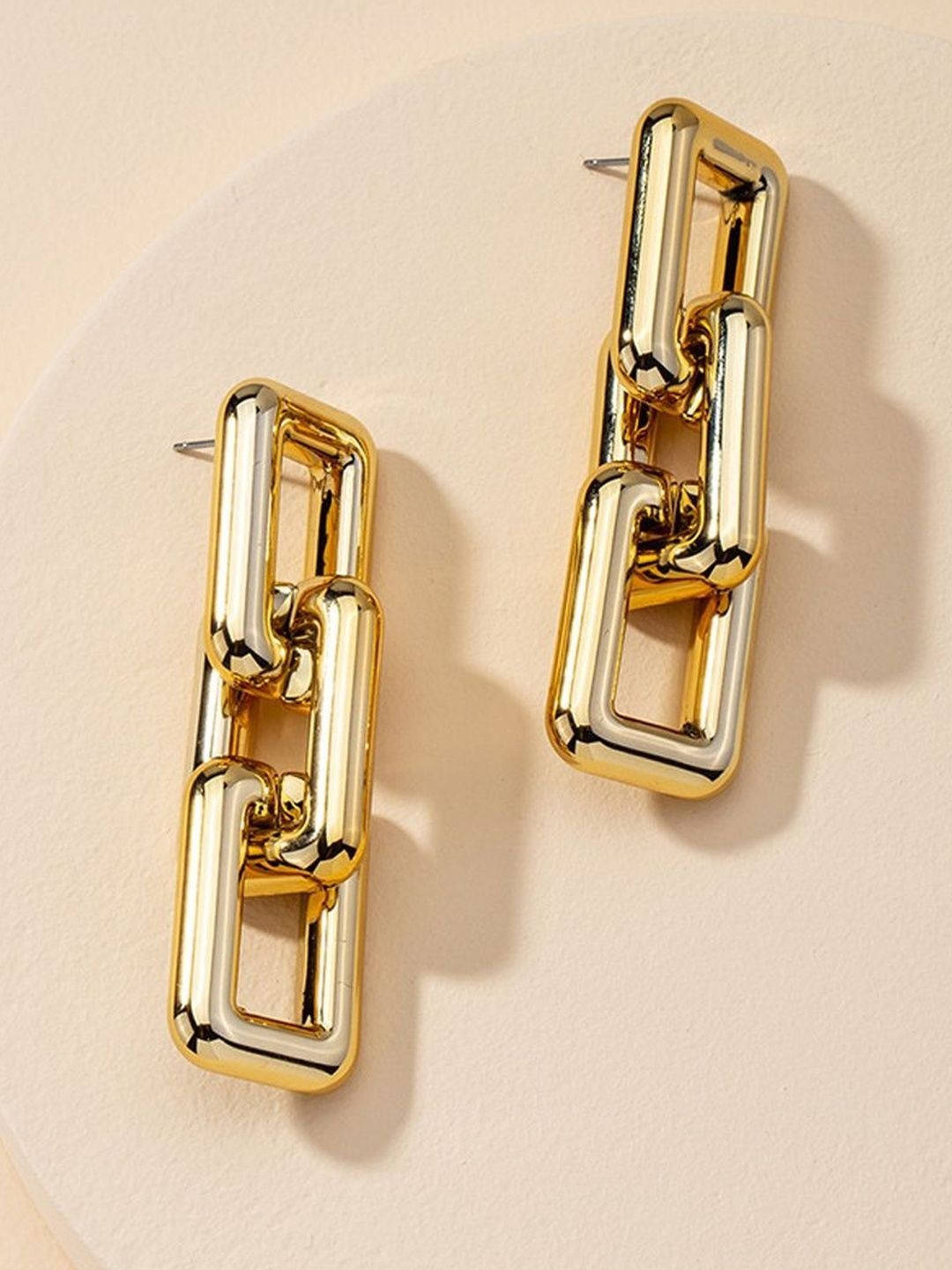 DressBerry  Women Gold Solid Alloy Drop Earrings