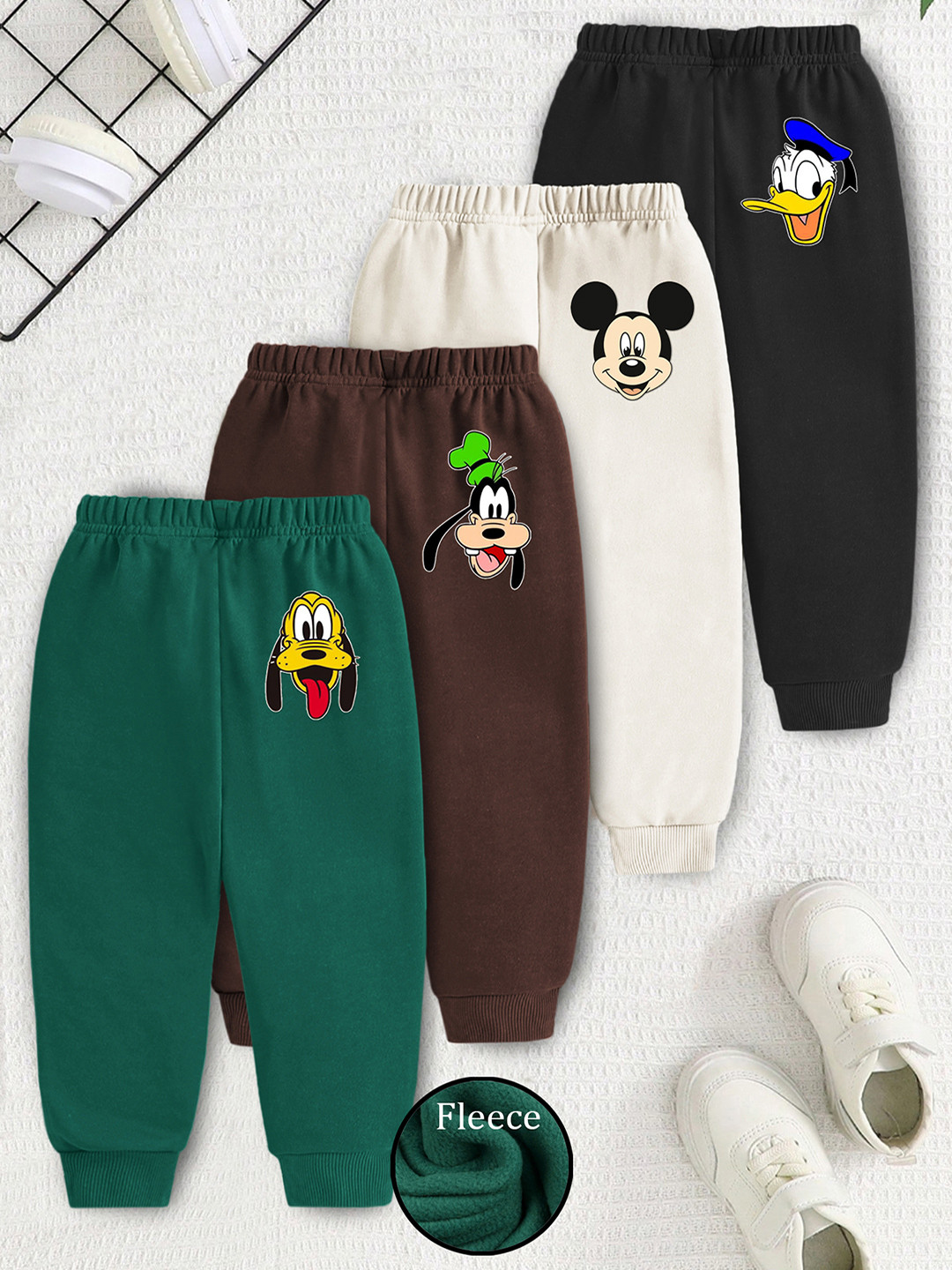 Disney By Miss and Chief Kids Unisex Pack Of 4 Disney Character Print Cotton Track Pants