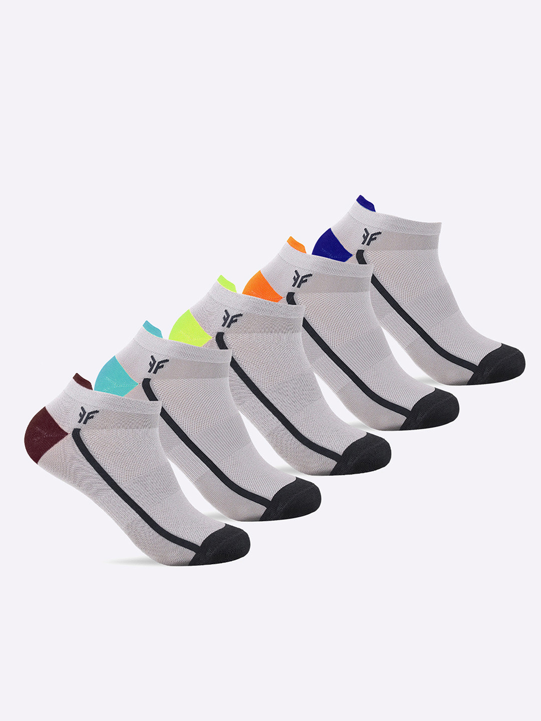 FOOTONS Men Pack Of 5 Patterned Rapid-Dry  Ankle-Length Socks
