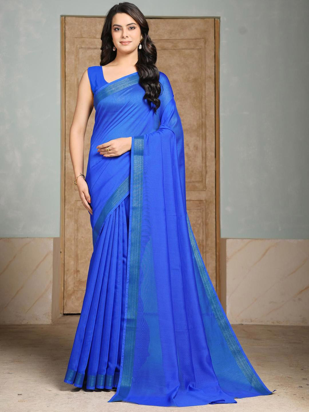 Garden Vareli Plain Pure Linen Saree