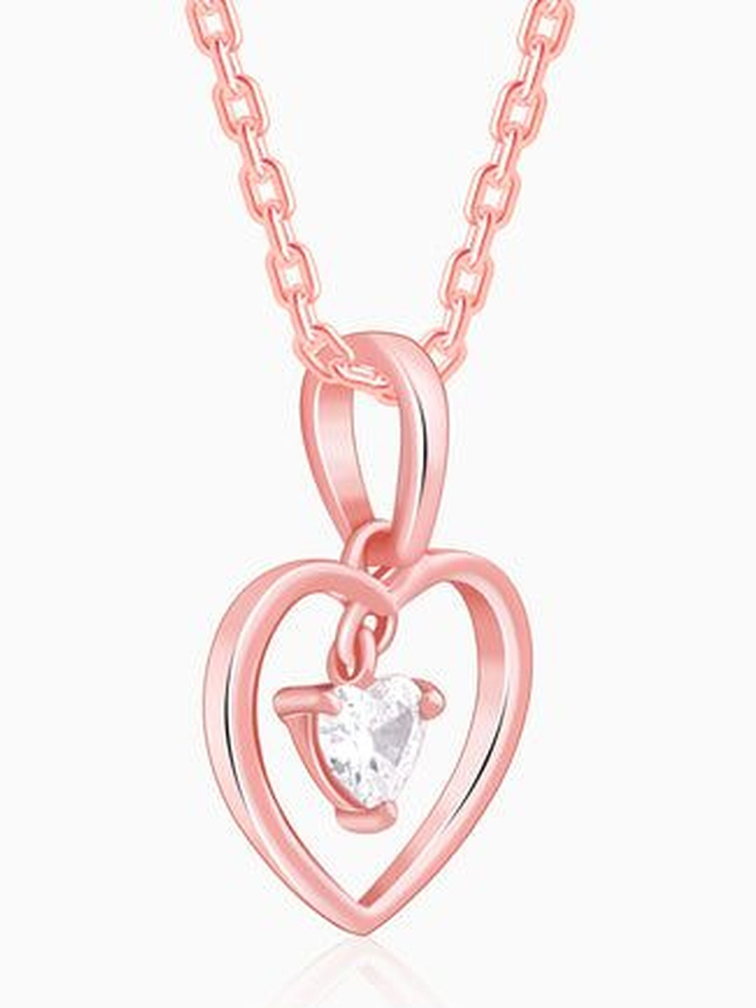 GIVA 925 Sterling Silver Rose Gold-Plated Zircon Your Lover Pendant With Link Chain