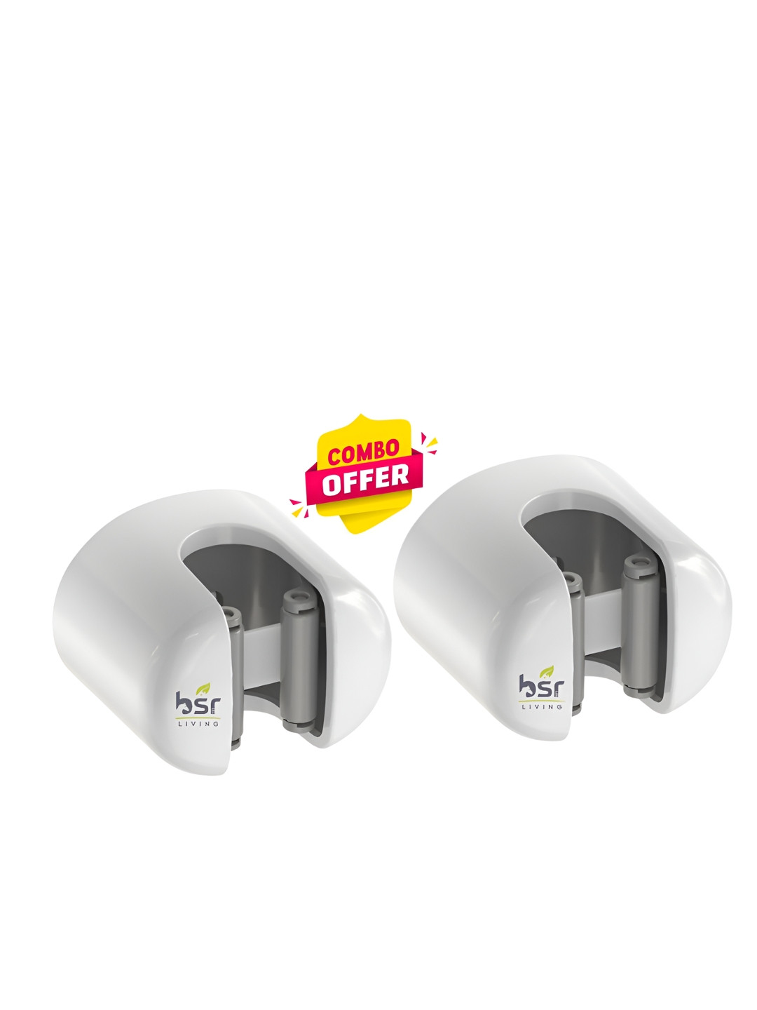 BSR LIVING 2 Pieces White Wall Suction Holders