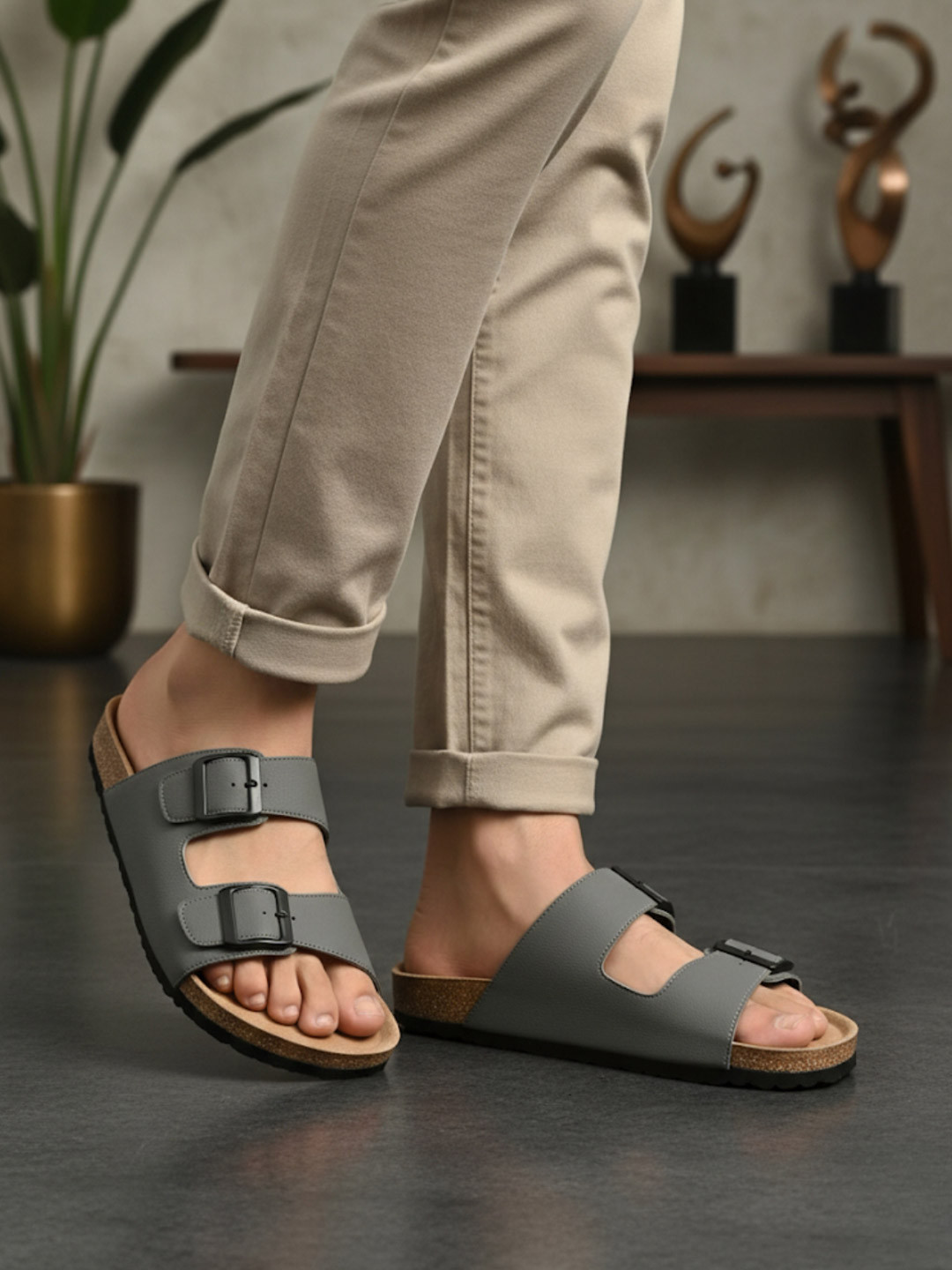 The Roadster Lifestyle Co. Men Casual Double-Strap Buckle Comfort Sandals