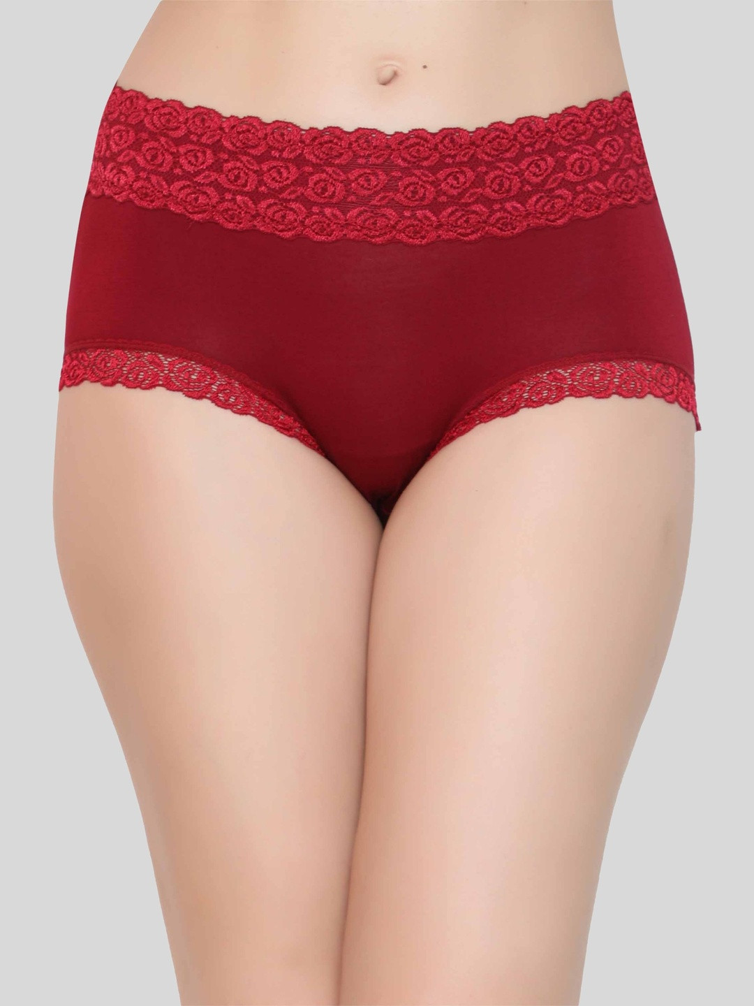 Glamoras Floral Lace Trim High-Rise Hipster Briefs
