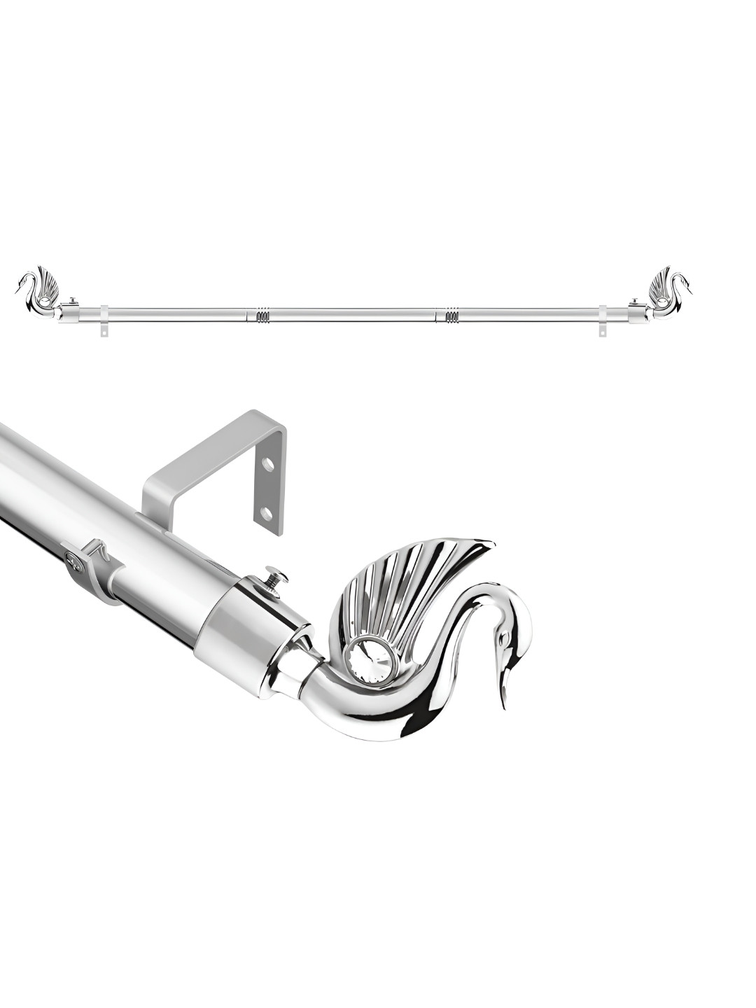 GLOXY Chrome Finish Extendable Curtain Rods & Brackets