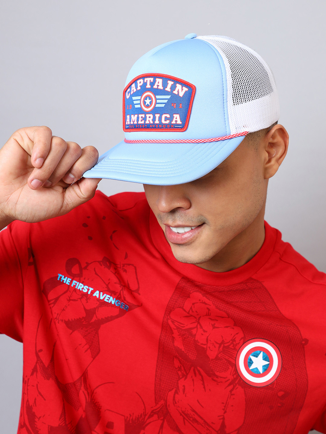 Free Authority Men Captain America Printed Cotton Snapback Cap