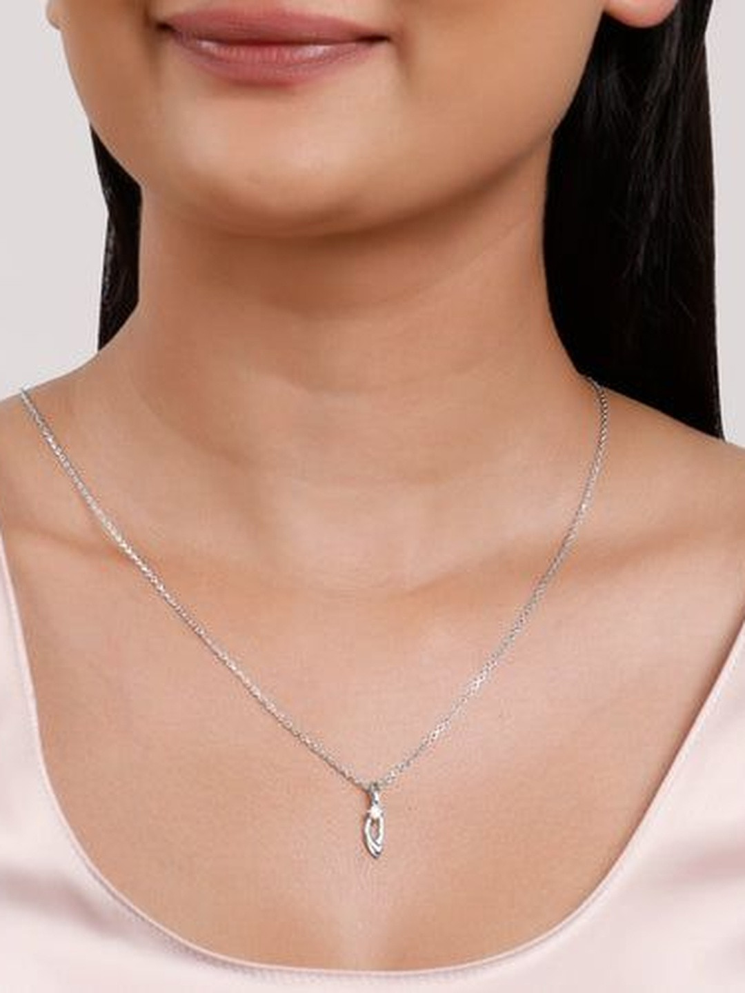 GIVA 925 Sterling Silver Rhodium-Plated Zircon Classy Beauty Pendant With Link Chain
